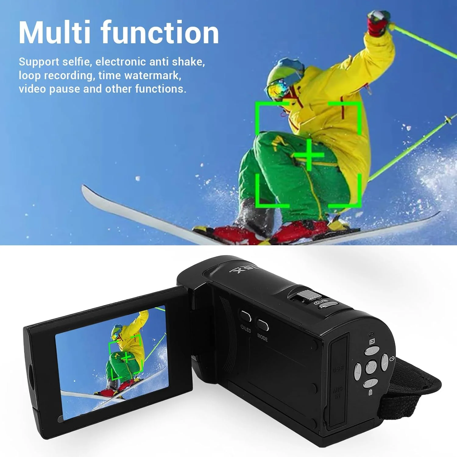 دوربین فیلمبرداری، دوربین دیجیتال Full HD 2.7K 50MP با زوم دیجیتال 16 برابر و صفحه نمایش چرخان 2.8 اینچی، دوربین فیلمبرداری DV ضد لرزش قابل حمل برای مسافرت (16 گیگابایت) دوربین فیلمبرداری، دوربین دیجیتال Full HD 2.7K 50MP با زوم دیجیتال 16 برابر و صفحه نمایش چرخان 2.8 اینچی، دوربین فیلمبرداری DV ضد لرزش قابل حمل برای مسافرت (16 گیگابایت)