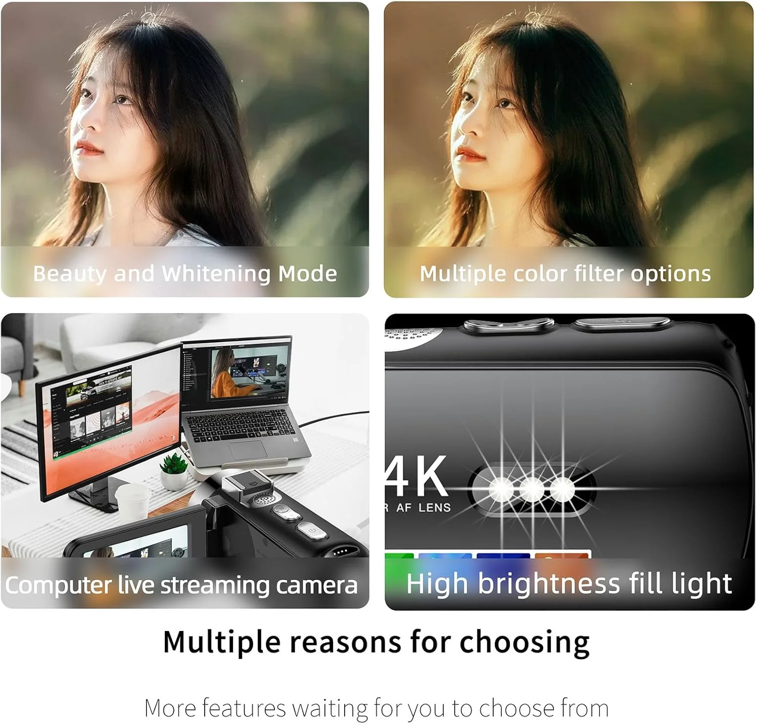 دوربین فیلمبرداری، دوربین فیلمبرداری دیجیتال HD 4K 64MP، صفحه نمایش 3 اینچی با چرخش 270 درجه، دوربین فیلمبرداری با زوم دیجیتال 28X، باتری 4800mAh