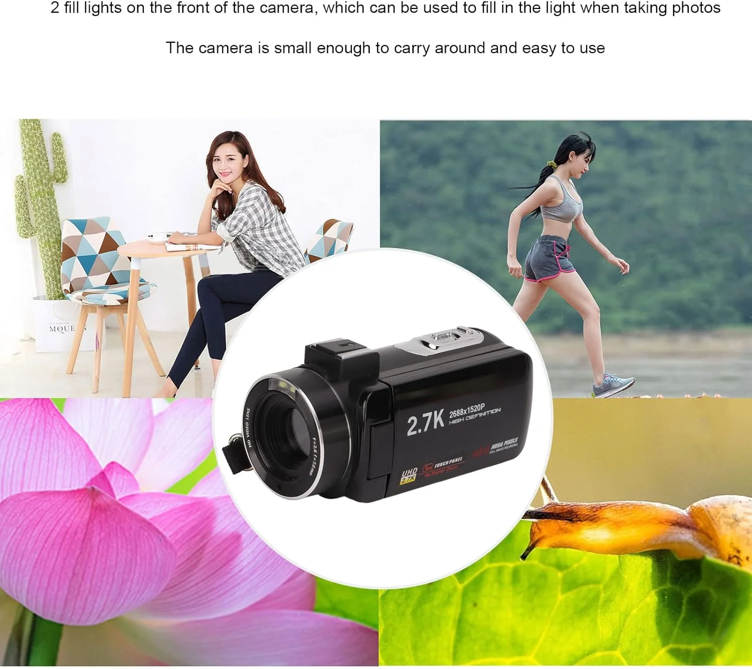 دوربین فیلمبرداری، دوربین دیجیتال ضبط کننده 2.7K 48MP با LCD 3.0 اینچی چرخش 270 درجه، زوم دیجیتال 18X به همراه باتری، دوربین ولاگینگ با کنترل از راه دور دوربین فیلمبرداری، دوربین دیجیتال ضبط کننده 2.7K 48MP با LCD 3.0 اینچی چرخش 270 درجه، زوم دیجیتال 18X به همراه باتری، دوربین ولاگینگ با کنترل از راه دور