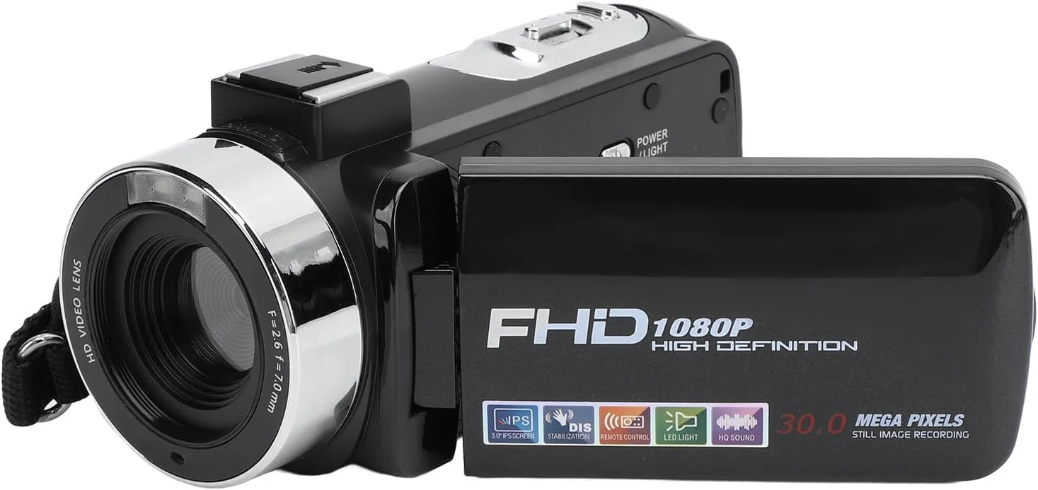 دوربین فیلمبرداری، دوربین فیلمبرداری 1080P 30MP با زوم دیجیتال 18X، صفحه نمایش چرخان 3.0 اینچی و کنترلر نور پرکننده، پشتیبانی تا 128 گیگابایت