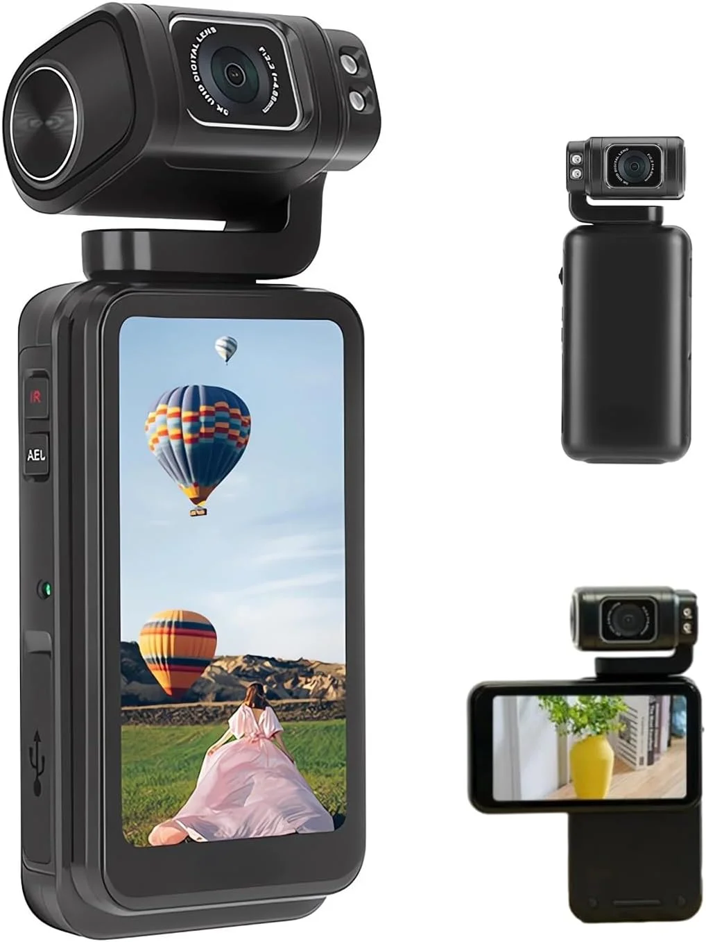 دوربین فیلمبرداری جیبی 5K Ultra HD، دوربین فیلمبرداری دستی 36 مگاپیکسلی WiFi، صفحه لمسی 3.5 اینچی IPS، زوم دیجیتال 10X، دید در شب مادون قرمز، دوربین جیبی قابل حمل YouTube برای سفر و وبلاگ نویسی