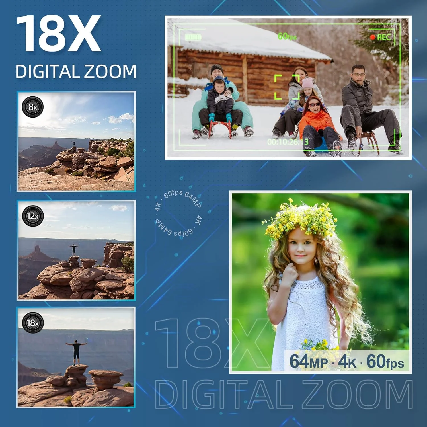 دوربین فیلمبرداری 4K UHD 64MP NBDCAM با گریپ دستی قابل گسترش، کنترل از راه دور و WiFi برای ولاگ و یوتیوب/وبلاگ نویسی، ضبط کننده زوم دیجیتال 18X با صفحه نمایش چرخان دوربین فیلمبرداری 4K UHD 64MP NBDCAM با گریپ دستی قابل گسترش، کنترل از راه دور و WiFi برای ولاگ و یوتیوب/وبلاگ نویسی، ضبط کننده زوم دیجیتال 18X با صفحه نمایش چرخان