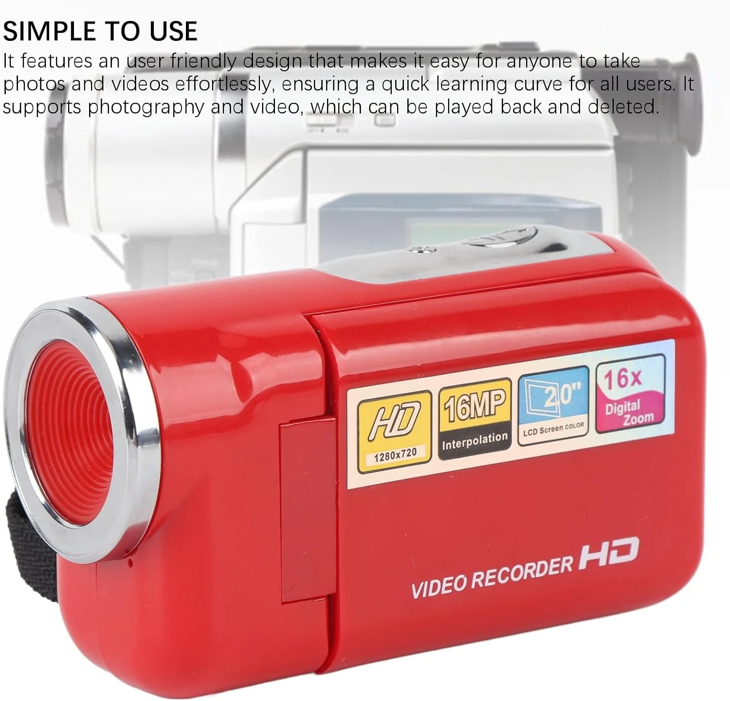 دوربین فیلمبرداری زوم 16 برابر 16 مگاپیکسلی کودکانه با صفحه نمایش رنگی 2 اینچی TFT، دوربین فیلمبرداری، ضبط کننده دوربین وبلاگ برای کودکان نوجوانان و دانش آموزان (64 گیگابایت) دوربین فیلمبرداری زوم 16 برابر 16 مگاپیکسلی کودکانه با صفحه نمایش رنگی 2 اینچی TFT، دوربین فیلمبرداری، ضبط کننده دوربین وبلاگ برای کودکان نوجوانان و دانش آموزان (64 گیگابایت)