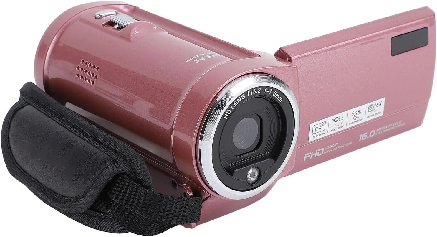 دوربین فیلمبرداری، ضبط کننده ویدئو 48 مگاپیکسلی 2K، زوم دیجیتال 16X، صفحه نمایش چرخان 2.4 اینچی 270 درجه، دوربین فیلمبرداری وب کم قابل حمل با قابلیت حلقه ای، نور پر کننده LED