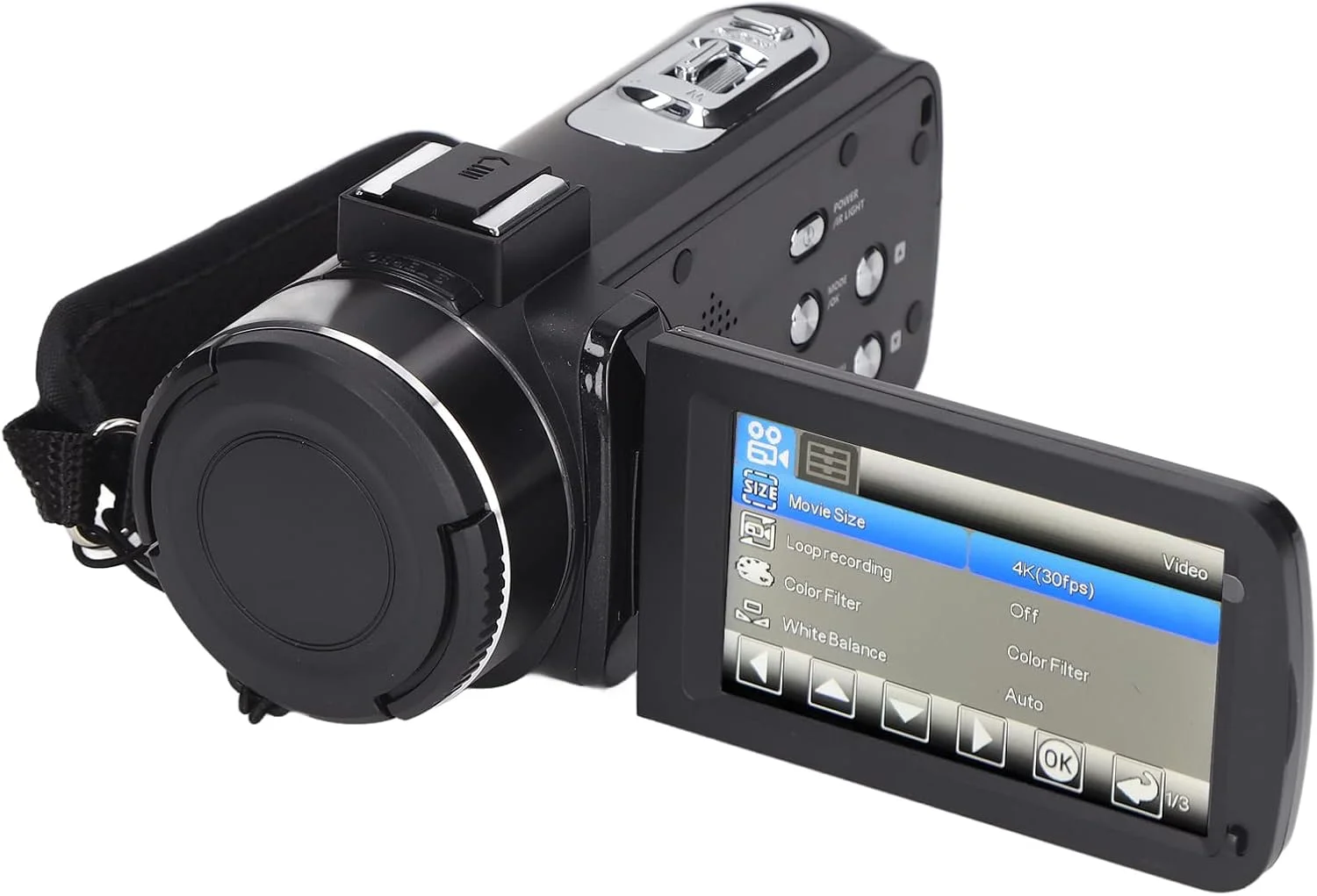 دوربین فیلمبرداری 4K 56MP، ضبط کننده ویدیو با زوم دیجیتال 18 برابر، صفحه نمایش 3.0 اینچی IPS، دوربین فیلمبرداری دیجیتال WiFi با کنترل از راه دور