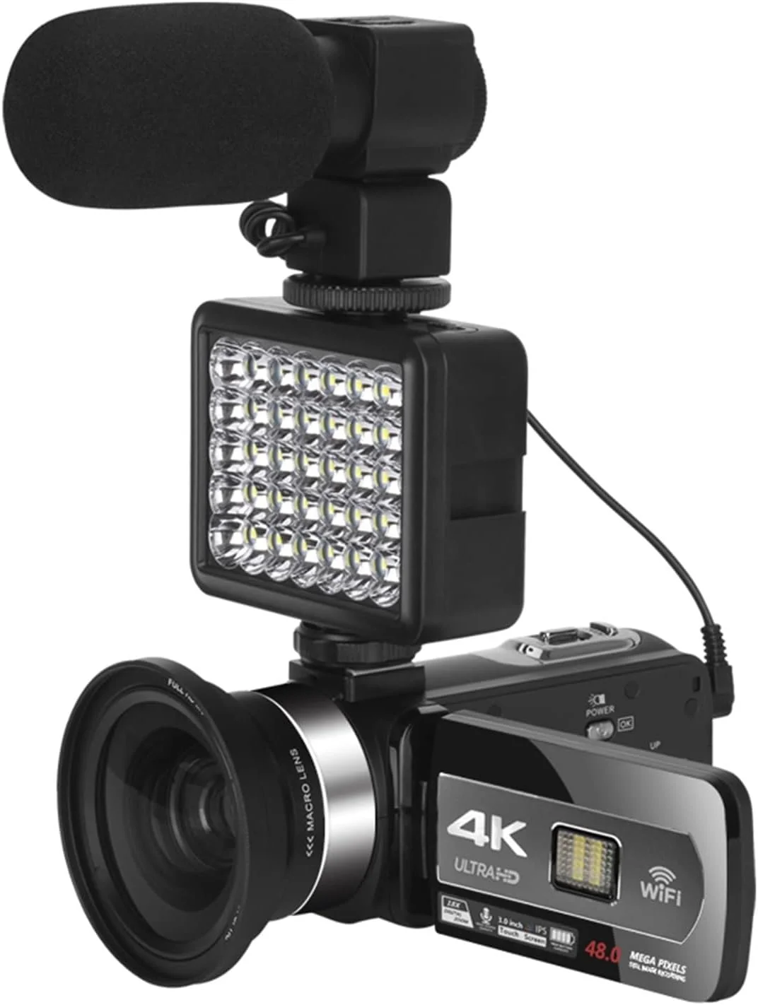 دوربین فیلمبرداری 4K دیجیتال برای وبلاگ با میکروفون، دوربین فیلمبرداری 48 مگاپیکسلی برای ضبط وبلاگ با WiFi و عملکردهای چندگانه