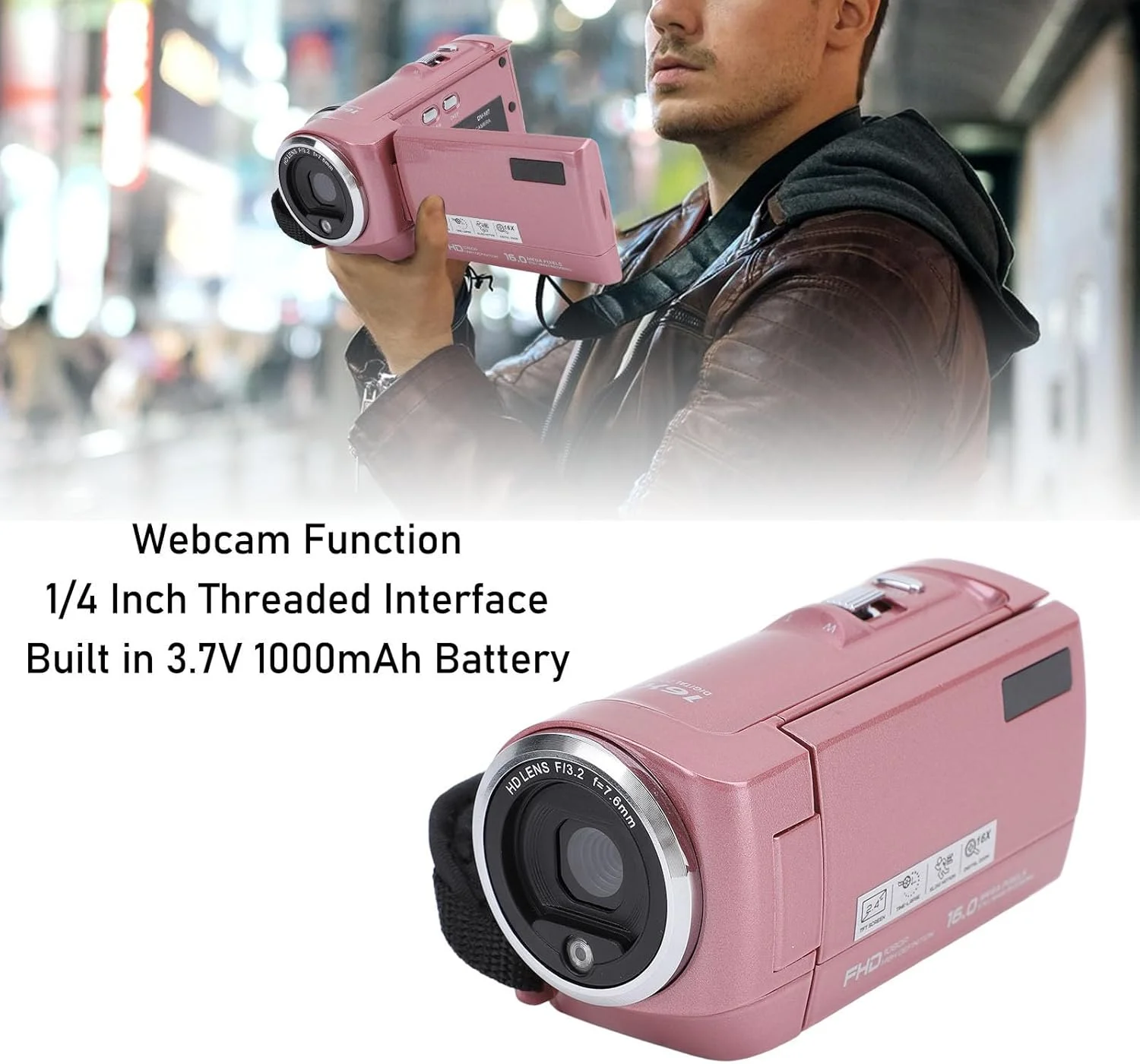 دوربین فیلمبرداری، ضبط کننده ویدئو 48 مگاپیکسلی 2K، زوم دیجیتال 16X، صفحه نمایش چرخان 2.4 اینچی 270 درجه، دوربین فیلمبرداری وب کم قابل حمل با قابلیت حلقه ای، نور پر کننده LED دوربین فیلمبرداری، ضبط کننده ویدئو 48 مگاپیکسلی 2K، زوم دیجیتال 16X، صفحه نمایش چرخان 2.4 اینچی 270 درجه، دوربین فیلمبرداری وب کم قابل حمل با قابلیت حلقه ای، نور پر کننده LED