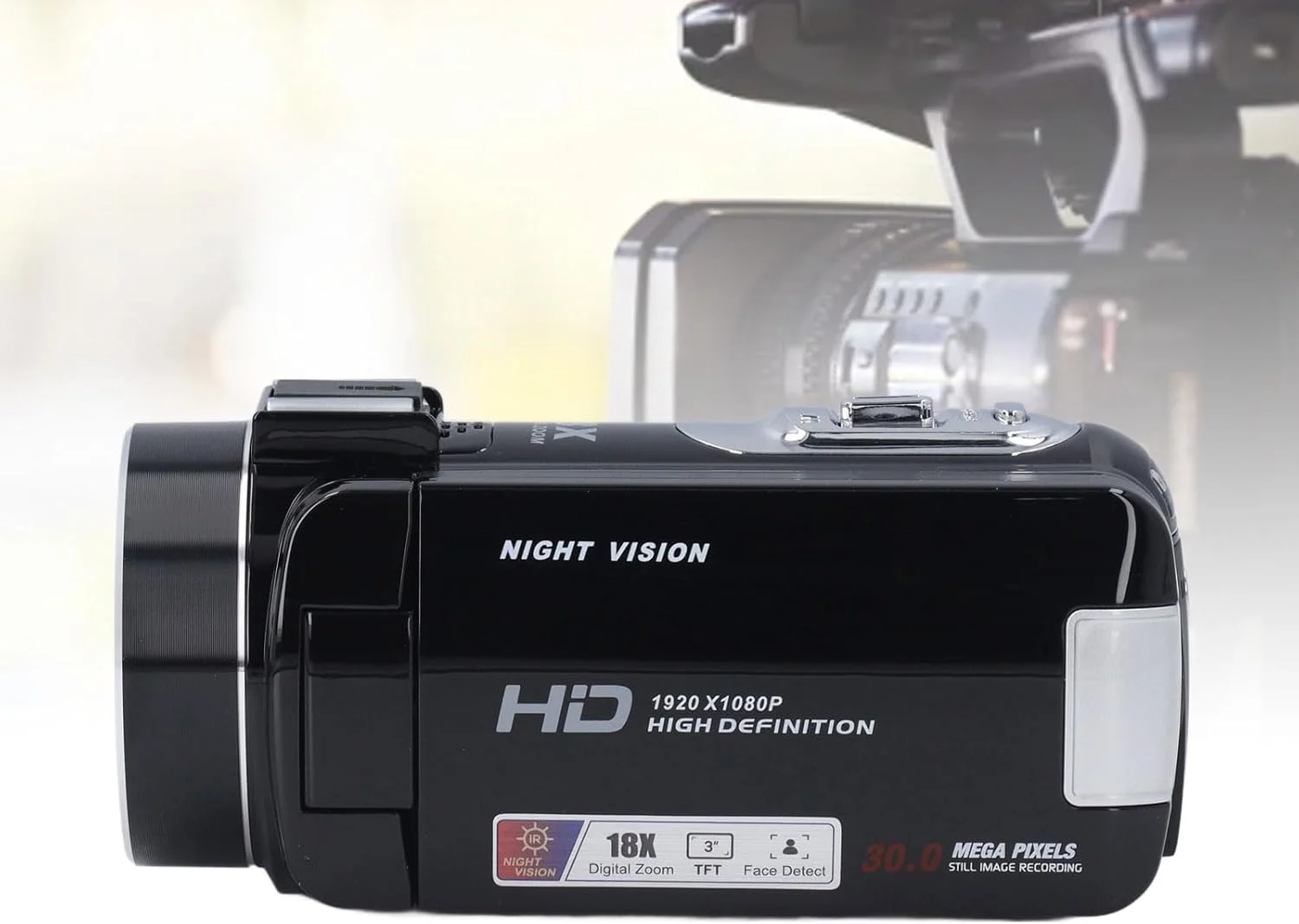 دوربین فیلمبرداری دیجیتال، دوربین فیلمبرداری زوم 18X با کیفیت 1080P 30MP با دید در شب مادون قرمز، صفحه نمایش 3.0 اینچی، تشخیص چهره و 2 باتری، برای پخش زنده یوتیوب (مشکی) دوربین فیلمبرداری دیجیتال، دوربین فیلمبرداری زوم 18X با کیفیت 1080P 30MP با دید در شب مادون قرمز، صفحه نمایش 3.0 اینچی، تشخیص چهره و 2 باتری، برای پخش زنده یوتیوب (مشکی)