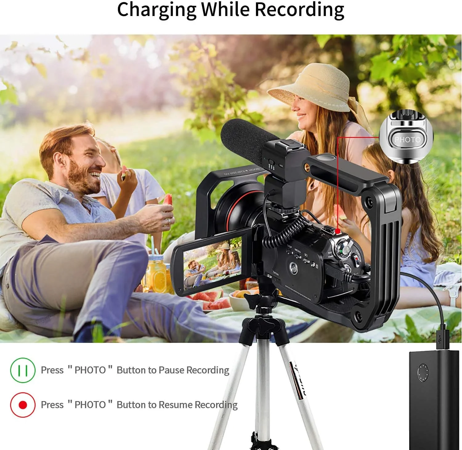 دوربین فیلمبرداری 4K ORDRO با دید در شب، دوربین فیلمبرداری برای وبلاگ و یوتیوب، صفحه لمسی 3.1 اینچی IPS با نور IR، به همراه کارت حافظه 64 گیگابایتی و 2 باتری