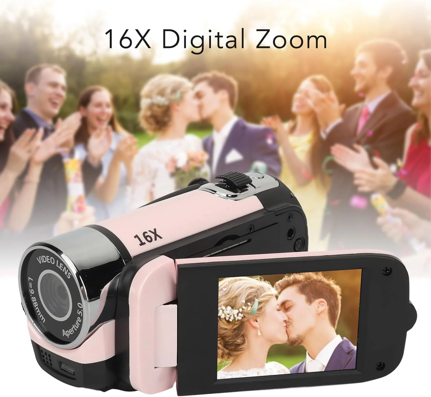 دوربین فیلمبرداری زوم 16X HD با کیفیت 1080P و صفحه نمایش چرخان 2.4 اینچی، ضبط کننده ویدیویی قابل حمل با نور پرکننده و سوراخ پیچ