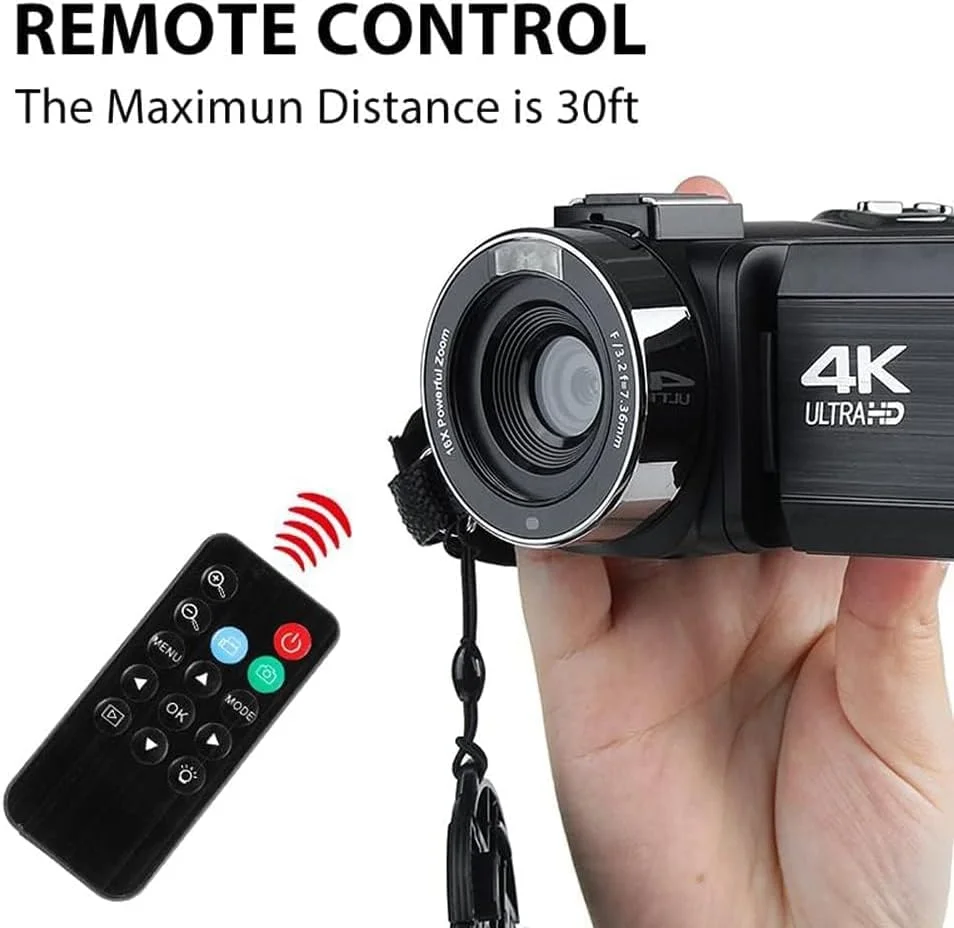 دوربین فیلمبرداری 4K UHD، دوربین فیلمبرداری 48 مگاپیکسلی با وای فای، دوربین فیلمبرداری DV کودکانه با صفحه نمایش لمسی 3 اینچی، چرخش 270 درجه، زوم دیجیتال 18 برابر، دوربین ولاگینگ، میکروفون داخلی با کارت SD 32 گیگابایتی