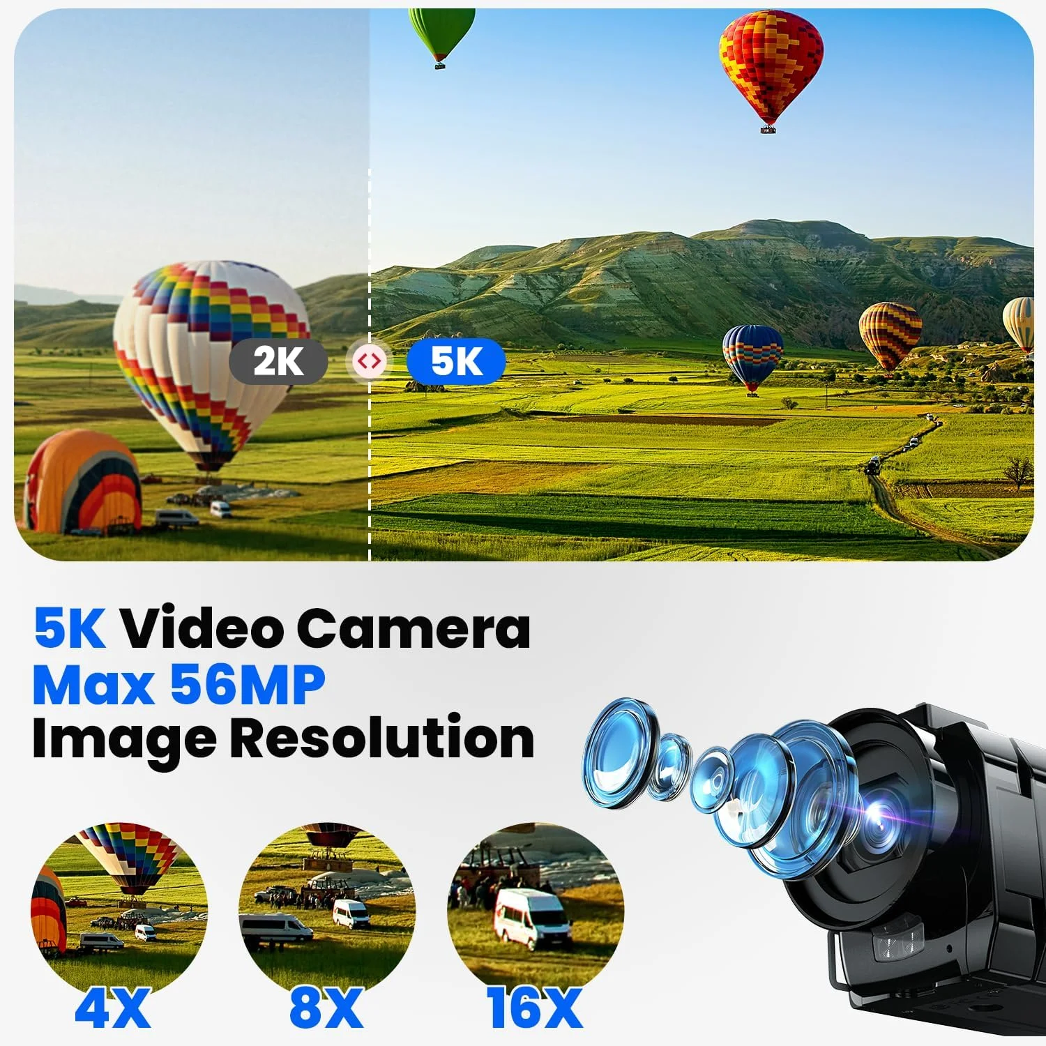 دوربین فیلمبرداری، 4K 56MP لنز دوگانه WiFi صفحه نمایش لمسی 3 اینچی با قابلیت چرخش 270 درجه زوم دیجیتال 16 برابر دوربین ولاگینگ دوربین فیلمبرداری پادکست یوتیوب با کارت SD 64 گیگابایتی، میکروفون، کنترل از راه دور، سه پایه