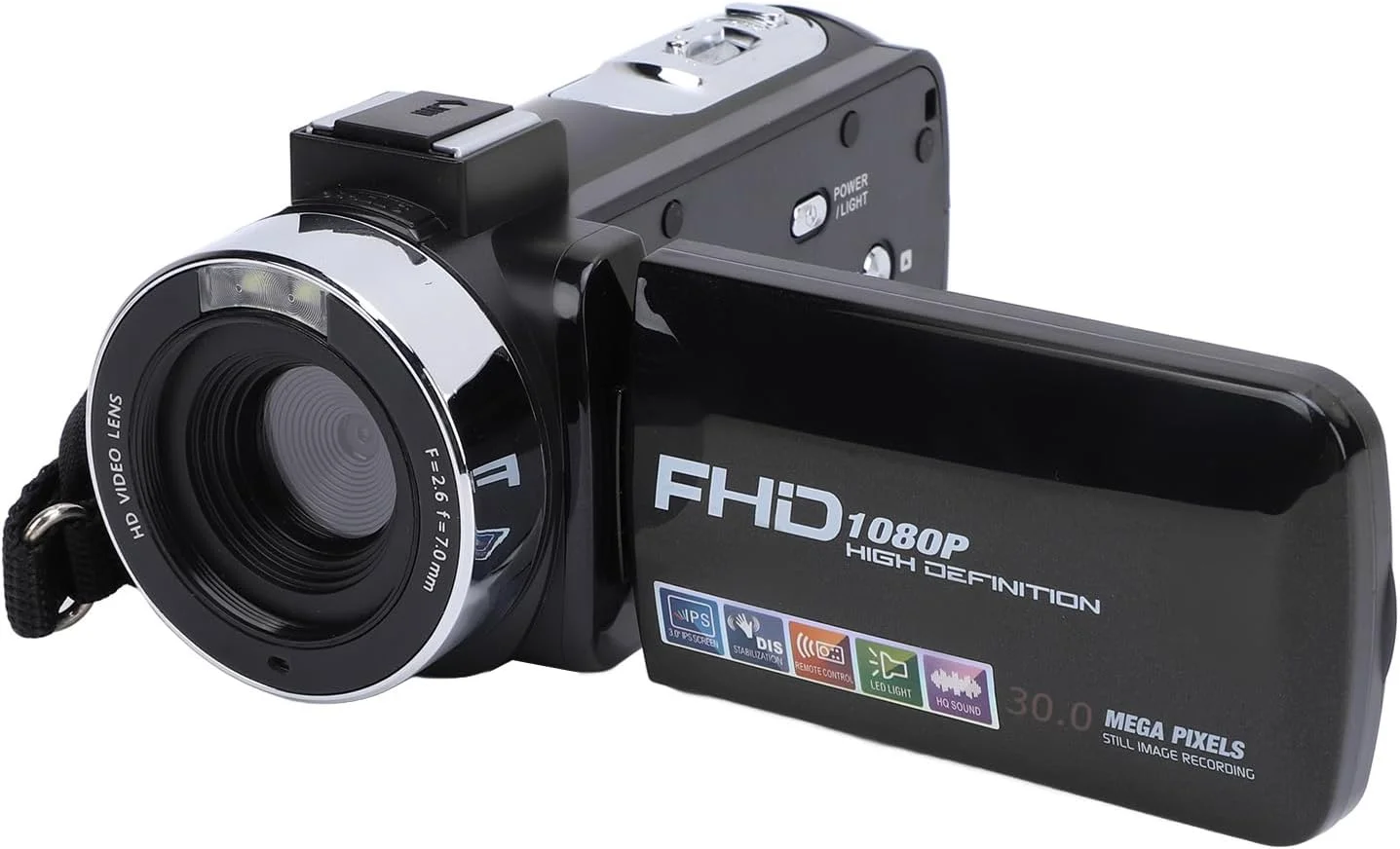 دوربین فیلمبرداری، دوربین فیلمبرداری فول اچ دی 1080P 30 مگاپیکسلی با صفحه نمایش چرخان 3 اینچی، زوم دیجیتال 18X، نور پرکننده، ضبط کننده دوربین دیجیتال برای مسافرت، عروسی