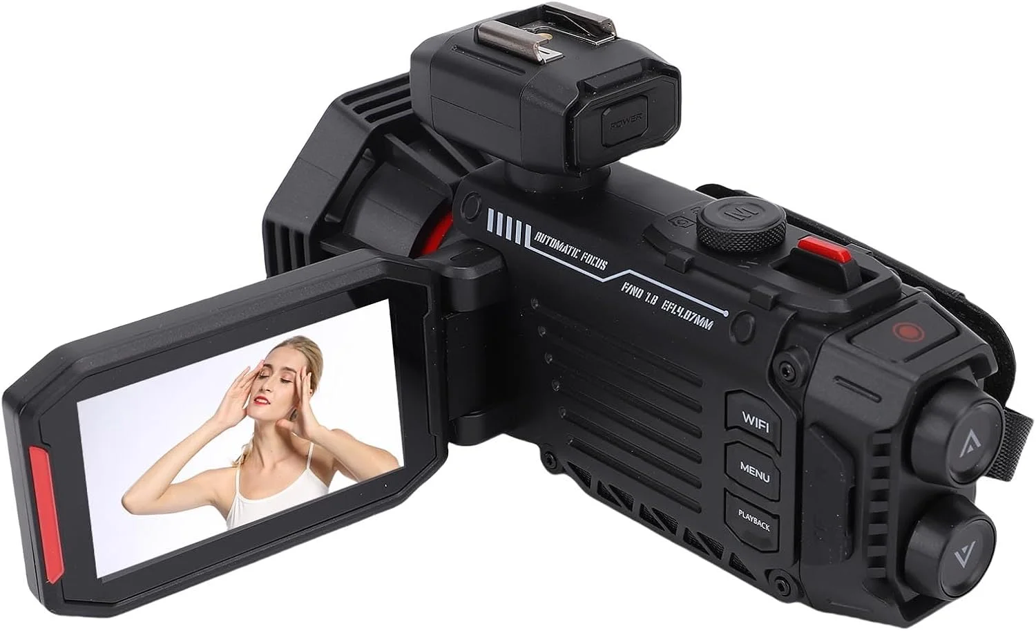 دوربین فیلمبرداری 4K، دوربین ولاگینگ با صفحه نمایش 3 اینچی با زوم دیجیتال 50X، فوکوس خودکار، برای عکاسی و مسافرت (مشکی)