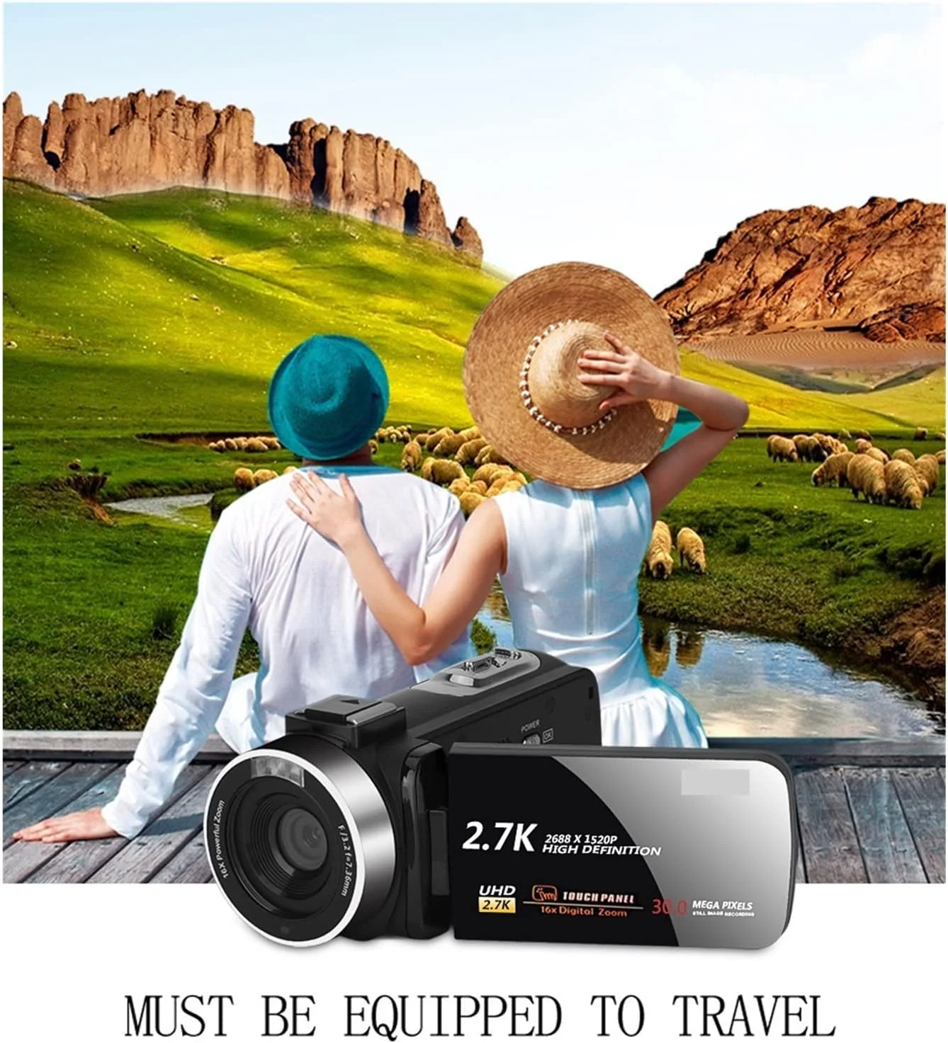 دوربین فیلمبرداری دوربین فیلمبرداری صفحه لمسی IPS HD 3.0 اینچی دوربین ولاگینگ دوربین های دیجیتال 2.7K واقعی و ضبط کننده ویدیویی چند منظوره