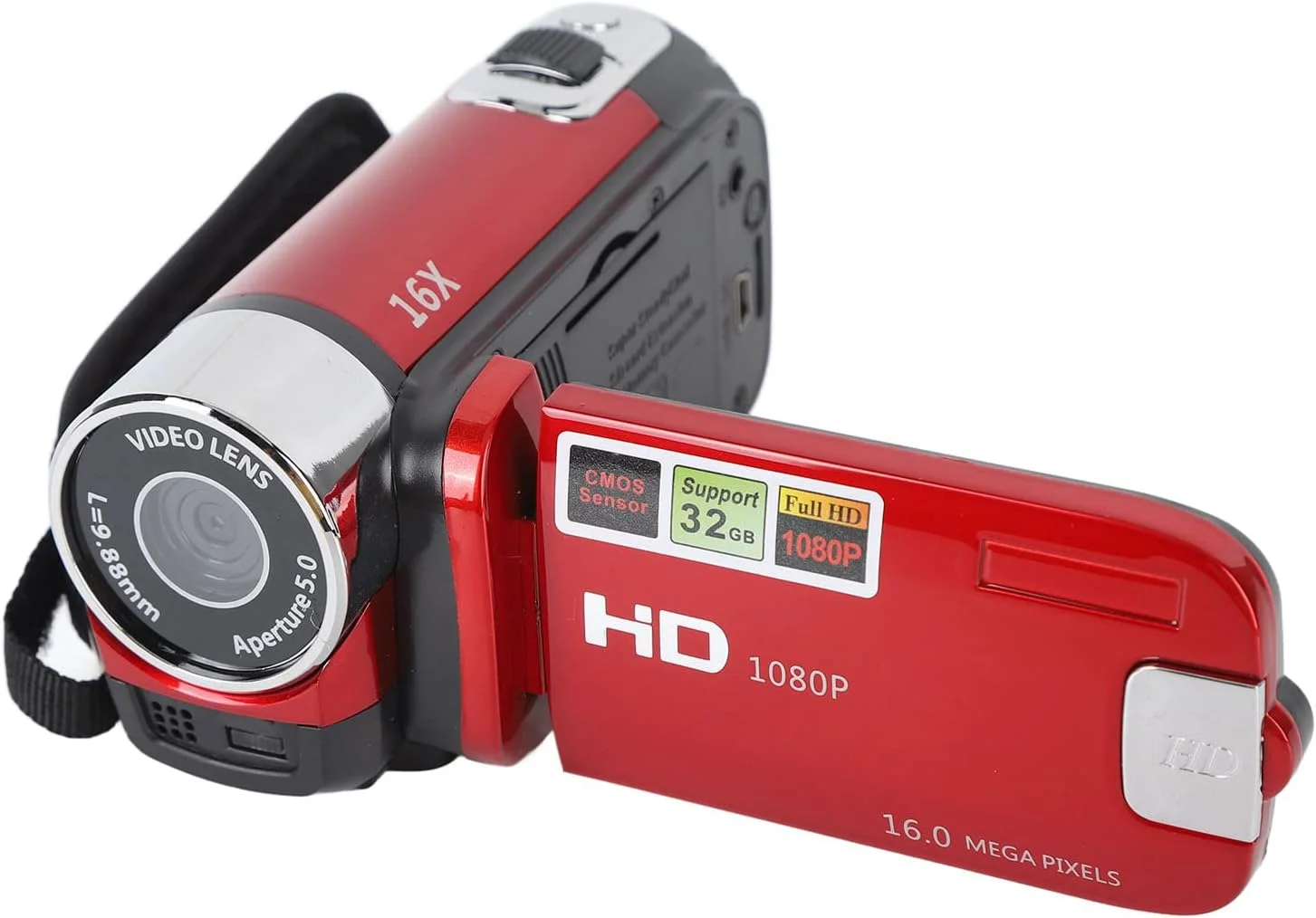 دوربین فیلمبرداری 4K قدیمی، دوربین فیلمبرداری رترو 48 مگاپیکسلی، دوربین DV با صفحه نمایش چرخان TFT 2.7 اینچی زوم دیجیتال 16 برابر به همراه کابل USB (قرمز)