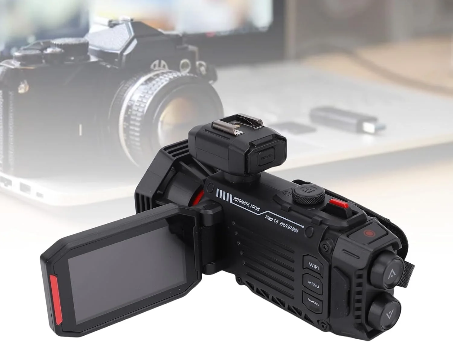 دوربین فیلمبرداری 4K، دوربین ولاگینگ با صفحه نمایش 3 اینچی با زوم دیجیتال 50X، فوکوس خودکار، برای عکاسی و مسافرت (مشکی)