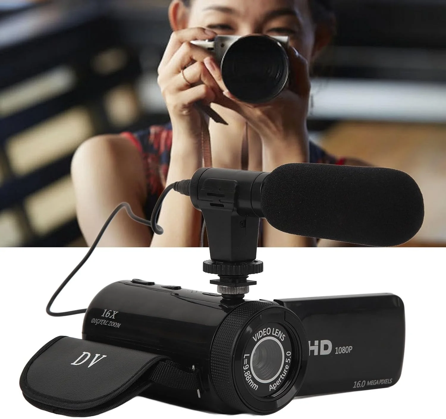 دوربین فیلمبرداری، دوربین فیلمبرداری فول اچ دی 1080P با صفحه لمسی 2.4 اینچی IPS، زوم 16 برابر دوربین فیلمبرداری دیجیتال 16 مگاپیکسلی با نور پرکننده برای یوتیوب