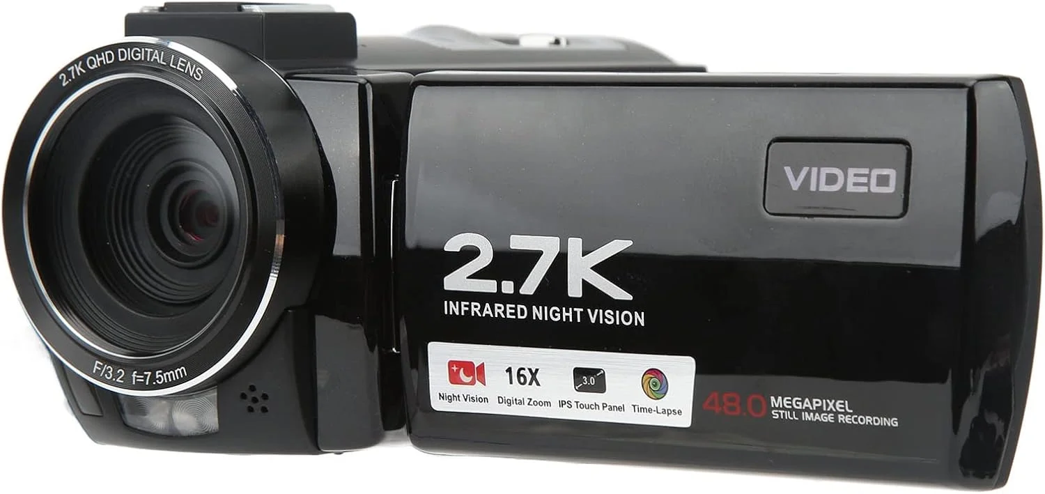 دوربین فیلمبرداری، Full HD 1080P 48MP دید در شب مادون قرمز، ضبط کننده دوربین وبلاگ نویسی، دوربین فیلمبرداری 16X برای کودکان