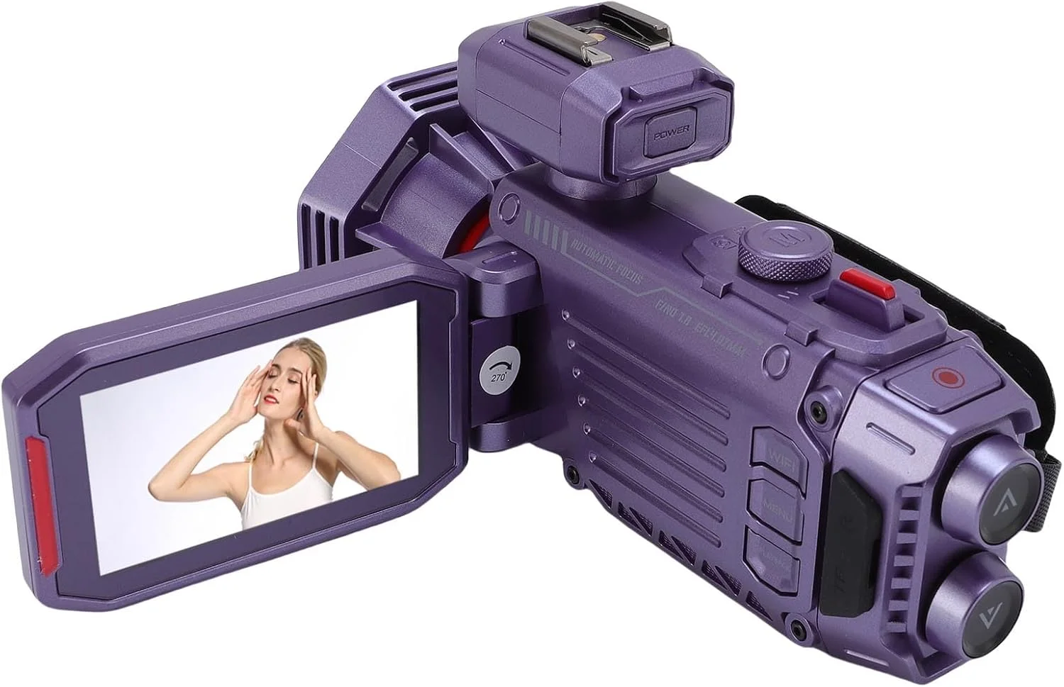 دوربین فیلمبرداری 4K 53MP با زوم 50X، دوربین ولاگینگ با صفحه نمایش رنگی 3 اینچی HD، دوربین فیلمبرداری دیجیتال با فوکوس خودکار و WiFi با قابلیت اتصال کفشک دار، مناسب برای زندگی روزمره (بنفش)