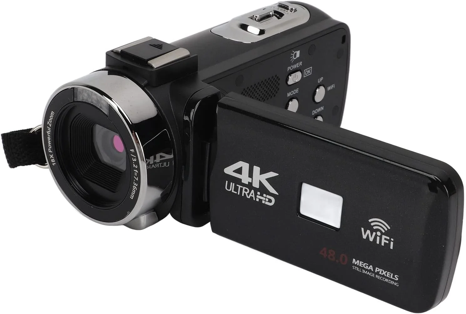 دوربین فیلمبرداری 4K 48MP، دوربین ضبط ولاگ، زوم دیجیتال 18 برابر، صفحه نمایش 3.0 اینچی IPS، دوربین فیلمبرداری دیجیتال WiFi با کنترل از راه دور