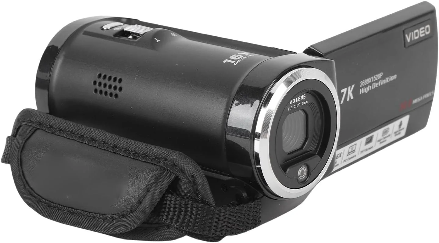 دوربین فیلمبرداری 2.7K 50MP با زوم دیجیتال 16X، وب کم، چرخش 270 درجه، نور LED، برای یوتیوب و مسافرت