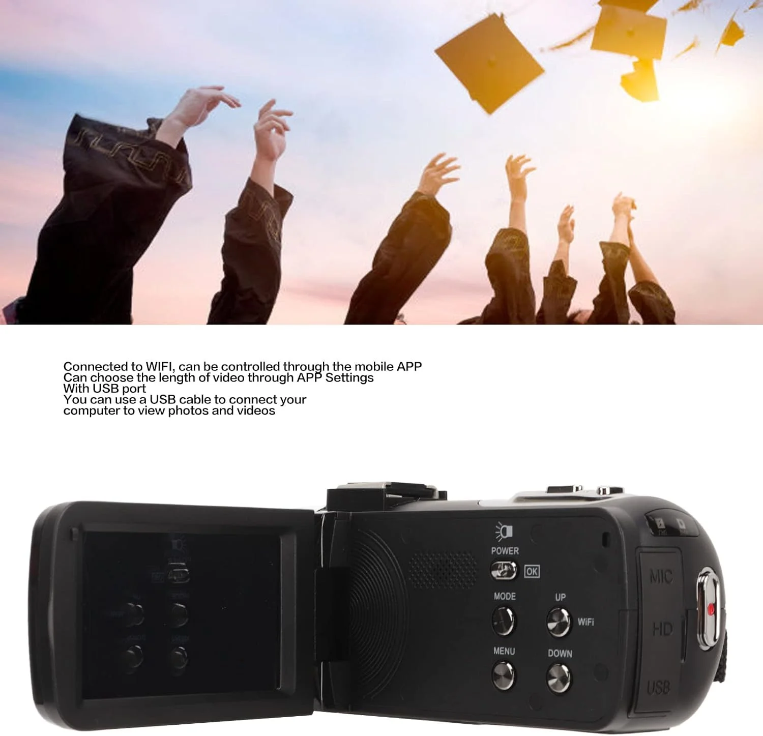 دوربین فیلمبرداری 4K 48MP، دوربین ضبط ولاگ، زوم دیجیتال 18 برابر، صفحه نمایش 3.0 اینچی IPS، دوربین فیلمبرداری دیجیتال WiFi با کنترل از راه دور دوربین فیلمبرداری 4K 48MP، دوربین ضبط ولاگ، زوم دیجیتال 18 برابر، صفحه نمایش 3.0 اینچی IPS، دوربین فیلمبرداری دیجیتال WiFi با کنترل از راه دور