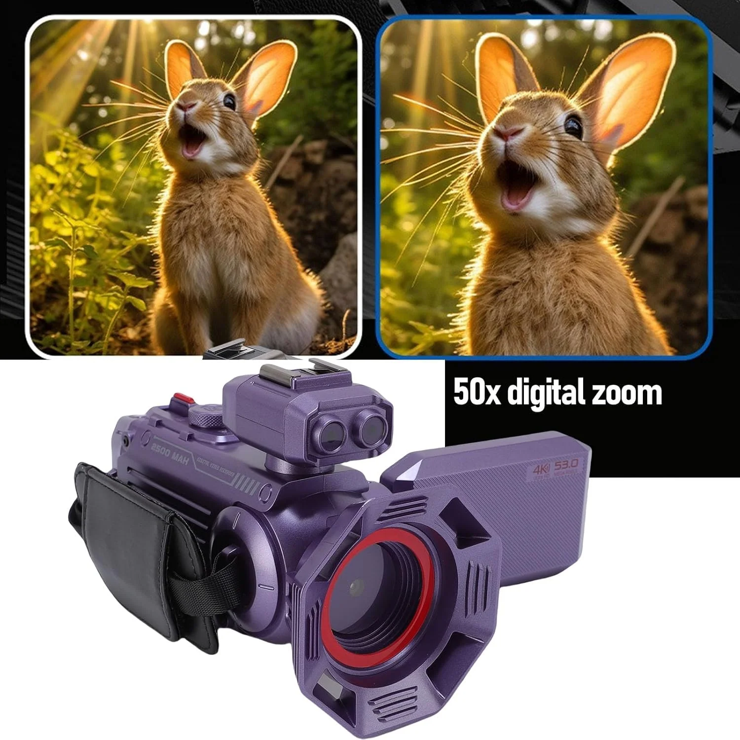 دوربین فیلمبرداری 4K 53MP با زوم 50X، دوربین ولاگینگ با صفحه نمایش رنگی 3 اینچی HD، دوربین فیلمبرداری دیجیتال با فوکوس خودکار و WiFi با قابلیت اتصال کفشک دار، مناسب برای زندگی روزمره (بنفش) دوربین فیلمبرداری 4K 53MP با زوم 50X، دوربین ولاگینگ با صفحه نمایش رنگی 3 اینچی HD، دوربین فیلمبرداری دیجیتال با فوکوس خودکار و WiFi با قابلیت اتصال کفشک دار، مناسب برای زندگی روزمره (بنفش)