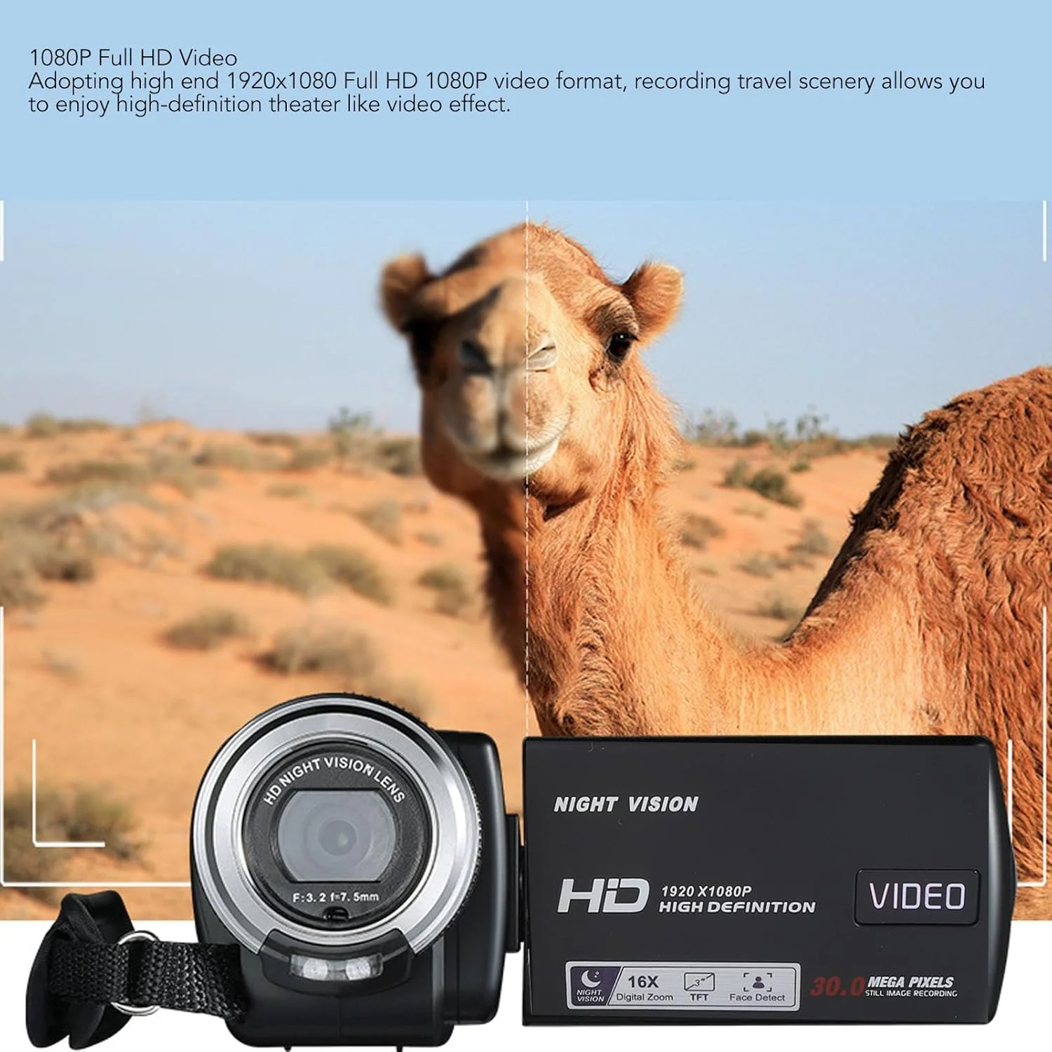 دوربین فیلمبرداری، دوربین ولاگینگ 30 مگاپیکسلی برای یوتیوب با زوم دیجیتال 16 برابر، صفحه نمایش 3.0 اینچی، دوربین دید در شب IR، دوربین ولاگینگ با میکروفون خارجی برای دانشجویان و مبتدیان