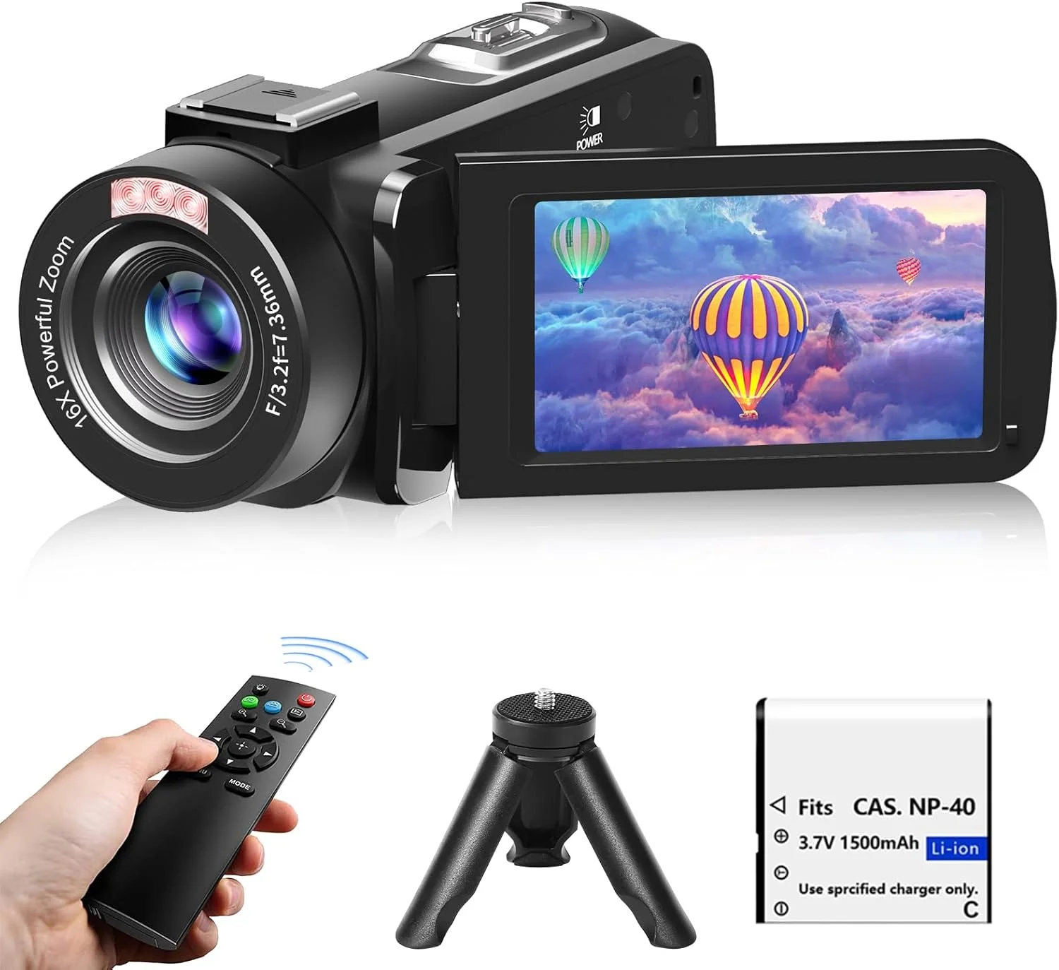 دوربین فیلمبرداری، کیفیت Full HD 1080P 30MP، دوربین ولاگ برای یوتیوب با دید در شب مادون قرمز، زوم دیجیتال 18X، صفحه نمایش LCD 3.0 اینچی، ضبط کننده ویدیو با کنترل از راه دور و باتری