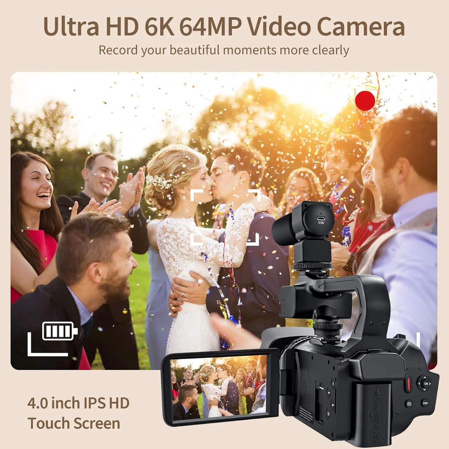 دوربین فیلمبرداری 6K 64MP دید در شب مادون قرمز برای ولاگ یوتیوب، زوم دیجیتال 18X، صفحه نمایش لمسی 4 اینچی، دوربین دیجیتال با WiFi، میکروفون، شارژر، تثبیت کننده، کنترل از راه دور و... دوربین فیلمبرداری 6K 64MP دید در شب مادون قرمز برای ولاگ یوتیوب، زوم دیجیتال 18X، صفحه نمایش لمسی 4 اینچی، دوربین دیجیتال با WiFi، میکروفون، شارژر، تثبیت کننده، کنترل از راه دور و...
