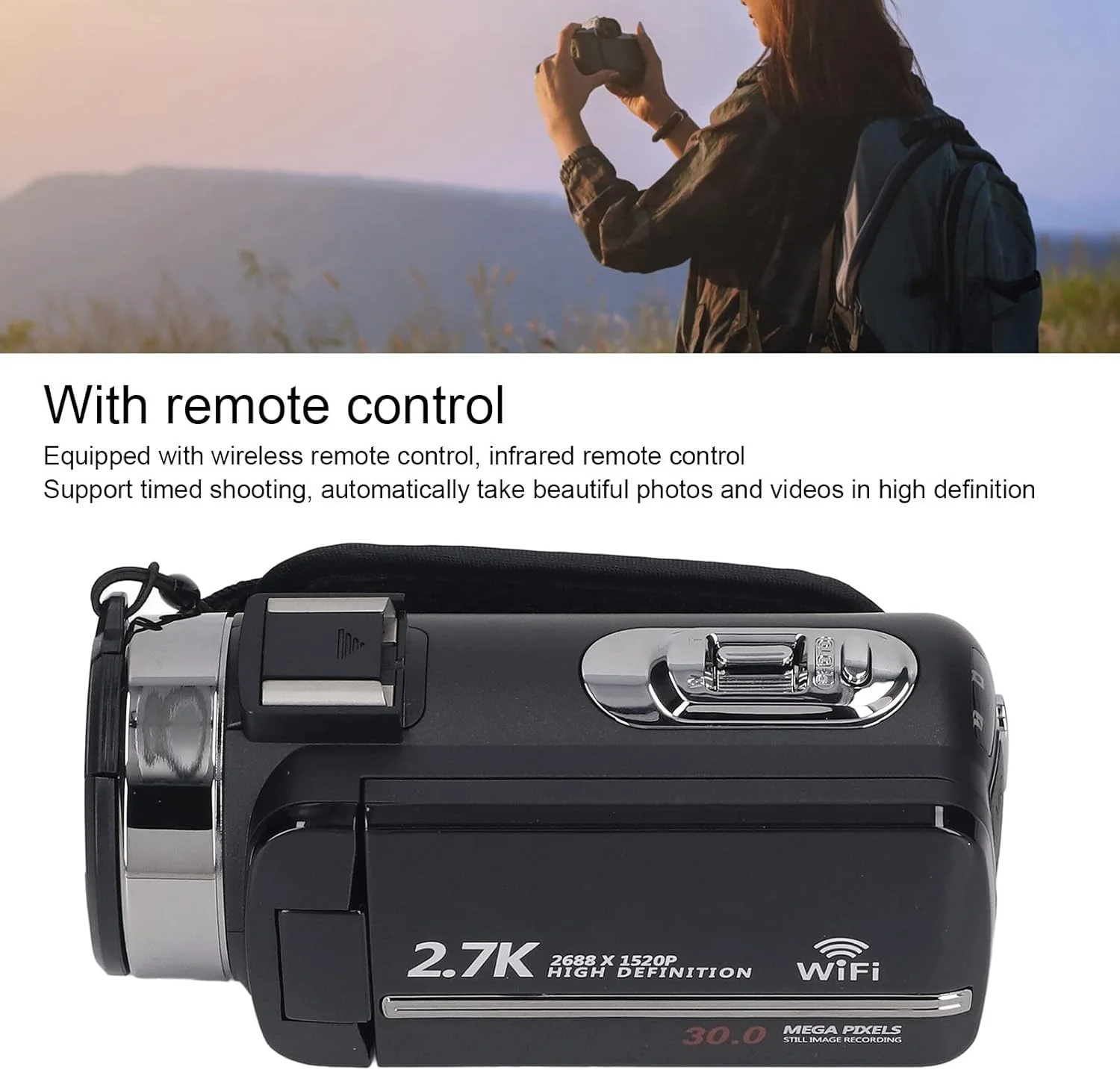 دوربین فیلمبرداری، دوربین ضبط ولاگ 2.7K 30M، دوربین فیلمبرداری با زوم دیجیتال 18 برابر و صفحه نمایش 3.0 اینچی IPS، دوربین فیلمبرداری دیجیتال WiFi با کنترل از راه دور دوربین فیلمبرداری، دوربین ضبط ولاگ 2.7K 30M، دوربین فیلمبرداری با زوم دیجیتال 18 برابر و صفحه نمایش 3.0 اینچی IPS، دوربین فیلمبرداری دیجیتال WiFi با کنترل از راه دور