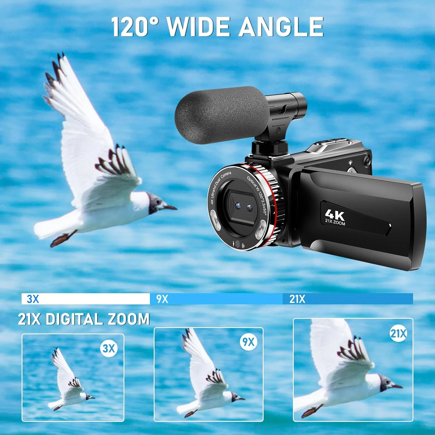 دوربین فیلمبرداری 4K 48MP با زوم دیجیتال 21X برای ولاگ در یوتیوب، دوربین فیلمبرداری با صفحه نمایش چرخان 270 درجه 3.0 اینچی، ضبط کننده ویدیو با کارت 64 گیگابایتی، 2 باتری، میکروفون، کنترل از راه دور، HDMI دوربین فیلمبرداری 4K 48MP با زوم دیجیتال 21X برای ولاگ در یوتیوب، دوربین فیلمبرداری با صفحه نمایش چرخان 270 درجه 3.0 اینچی، ضبط کننده ویدیو با کارت 64 گیگابایتی، 2 باتری، میکروفون، کنترل از راه دور، HDMI