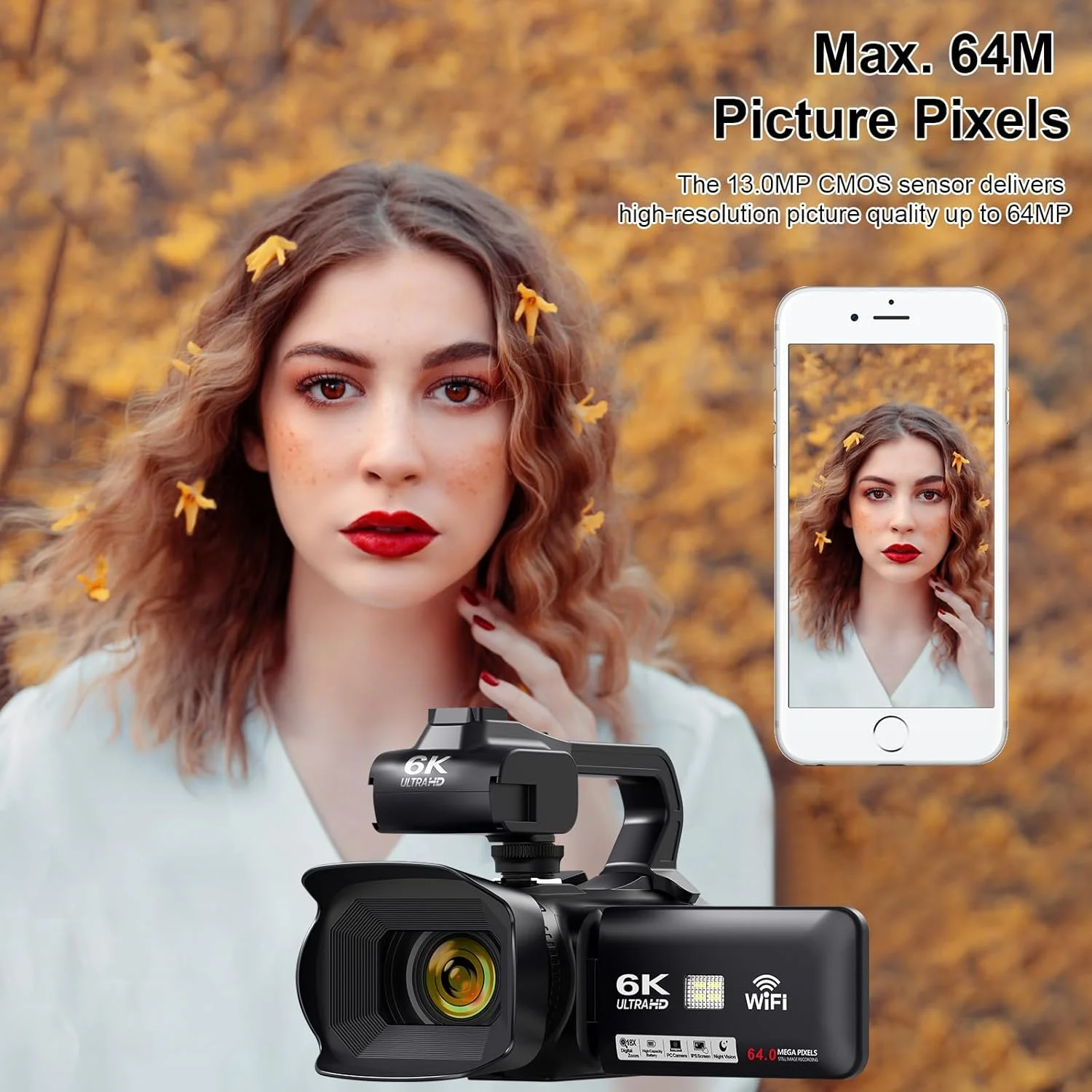 دوربین فیلمبرداری 6K 64MP دید در شب مادون قرمز برای ولاگ یوتیوب، زوم دیجیتال 18X، صفحه نمایش لمسی 4 اینچی، دوربین دیجیتال با WiFi، میکروفون، شارژر، تثبیت کننده، کنترل از راه دور و... دوربین فیلمبرداری 6K 64MP دید در شب مادون قرمز برای ولاگ یوتیوب، زوم دیجیتال 18X، صفحه نمایش لمسی 4 اینچی، دوربین دیجیتال با WiFi، میکروفون، شارژر، تثبیت کننده، کنترل از راه دور و...