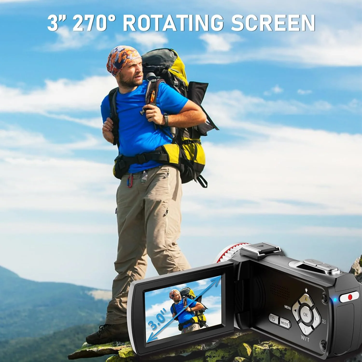 دوربین فیلمبرداری 4K 48MP با زوم دیجیتال 21X برای ولاگ در یوتیوب، دوربین فیلمبرداری با صفحه نمایش چرخان 270 درجه 3.0 اینچی، ضبط کننده ویدئو با کارت 64 گیگابایتی، 2 باتری، میکروفون، کنترل از راه دور، HDMI دوربین فیلمبرداری 4K 48MP با زوم دیجیتال 21X برای ولاگ در یوتیوب، دوربین فیلمبرداری با صفحه نمایش چرخان 270 درجه 3.0 اینچی، ضبط کننده ویدئو با کارت 64 گیگابایتی، 2 باتری، میکروفون، کنترل از راه دور، HDMI