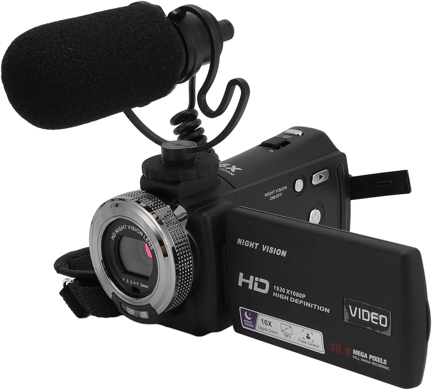 دوربین فیلمبرداری 4K، دوربین ولاگینگ دید در شب IR 30 مگاپیکسلی برای یوتیوب، ضبط کننده ویدیو با زوم دیجیتال 16X، دوربین دیجیتال صفحه نمایش 3.0 اینچی با میکروفون، ریموت