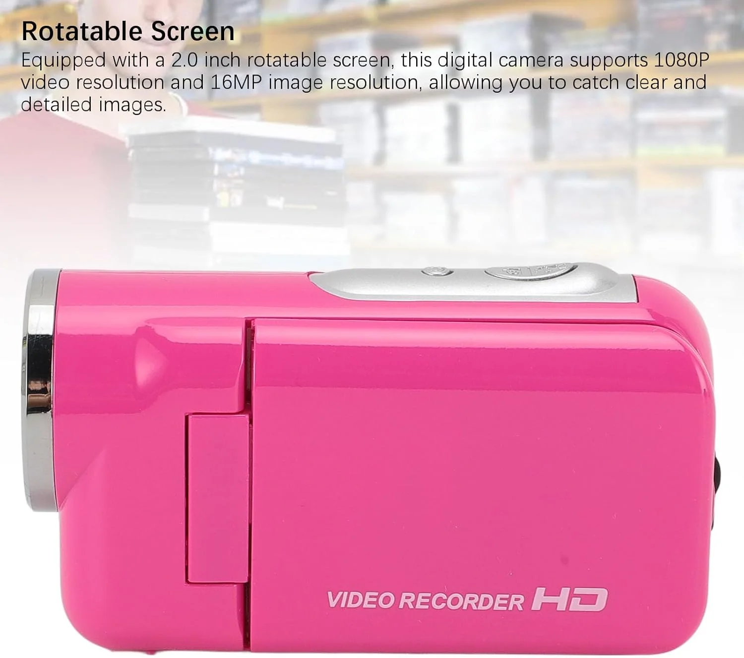 دوربین فیلمبرداری 1080P 16MP برای یوتیوب، صفحه نمایش چرخان 2.0 اینچی زوم دیجیتال 16X دوربین فیلمبرداری برای دانشجویان