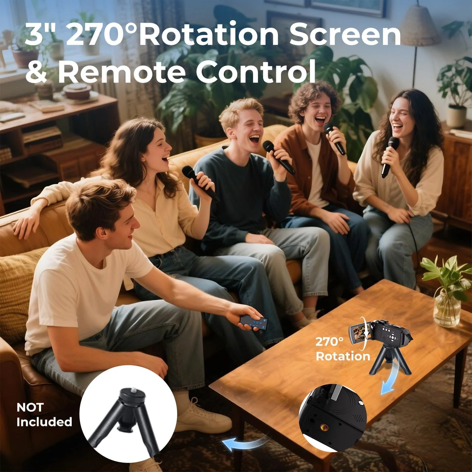 دوربین فیلمبرداری 4K 64MP برای یوتیوب، دوربین فیلمبرداری با زوم دیجیتال 18X و صفحه نمایش 3.0 اینچی 270 درجه IPS، دوربین ولاگینگ با کارت SD 32 گیگابایتی، باتری، کنترل از راه دور دوربین فیلمبرداری 4K 64MP برای یوتیوب، دوربین فیلمبرداری با زوم دیجیتال 18X و صفحه نمایش 3.0 اینچی 270 درجه IPS، دوربین ولاگینگ با کارت SD 32 گیگابایتی، باتری، کنترل از راه دور