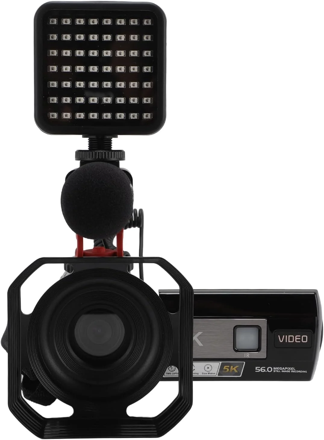 دوربین فیلمبرداری 5K HD با زوم 18 برابر، صفحه نمایش 3 اینچی، به همراه هود و دسته دوربین فیلمبرداری 5K HD با زوم 18 برابر، صفحه نمایش 3 اینچی، به همراه هود و دسته