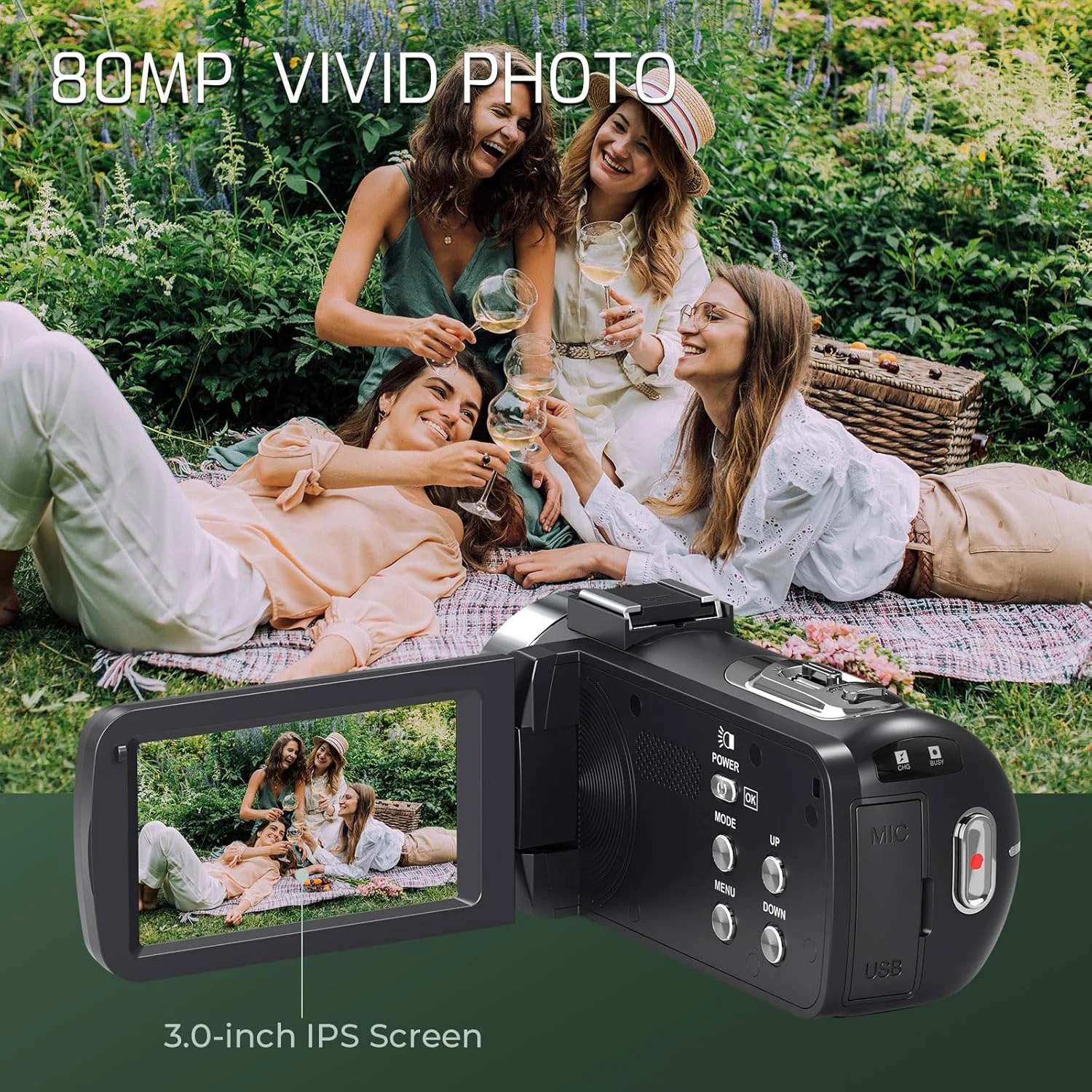 دوربین فیلمبرداری 4K Ultra HD 80MP برای ولاگ یوتیوب، زوم دیجیتال 18X، صفحه نمایش 3.0 اینچی IPS 270 درجه، ضبط کننده دوربین فیلمبرداری دید در شب IR با کارت SD 32 گیگابایتی، درپوش لنز و 2 باتری دوربین فیلمبرداری 4K Ultra HD 80MP برای ولاگ یوتیوب، زوم دیجیتال 18X، صفحه نمایش 3.0 اینچی IPS 270 درجه، ضبط کننده دوربین فیلمبرداری دید در شب IR با کارت SD 32 گیگابایتی، درپوش لنز و 2 باتری