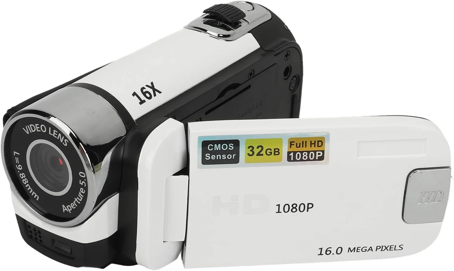 دوربین فیلمبرداری، دوربین دیجیتال 16 مگاپیکسلی 1080P، صفحه نمایش چرخان 2.4 اینچی، دوربین فیلمبرداری با زوم دیجیتال 16 برابر با نور پرکننده (سفید)