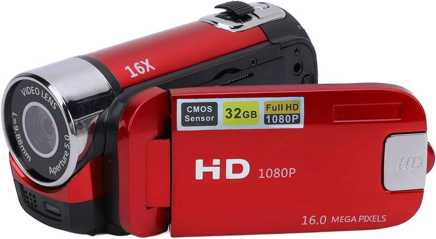 دوربین فیلمبرداری با صفحه نمایش رنگی 2.4 اینچی، 1080P 16MP زوم دیجیتال 16X ضد لرزش ضبط ویدیویی چرخشی با نور پرکننده سوراخ رزوه ای 1/4 اینچی (قرمز) دوربین فیلمبرداری با صفحه نمایش رنگی 2.4 اینچی، 1080P 16MP زوم دیجیتال 16X ضد لرزش ضبط ویدیویی چرخشی با نور پرکننده سوراخ رزوه ای 1/4 اینچی (قرمز)