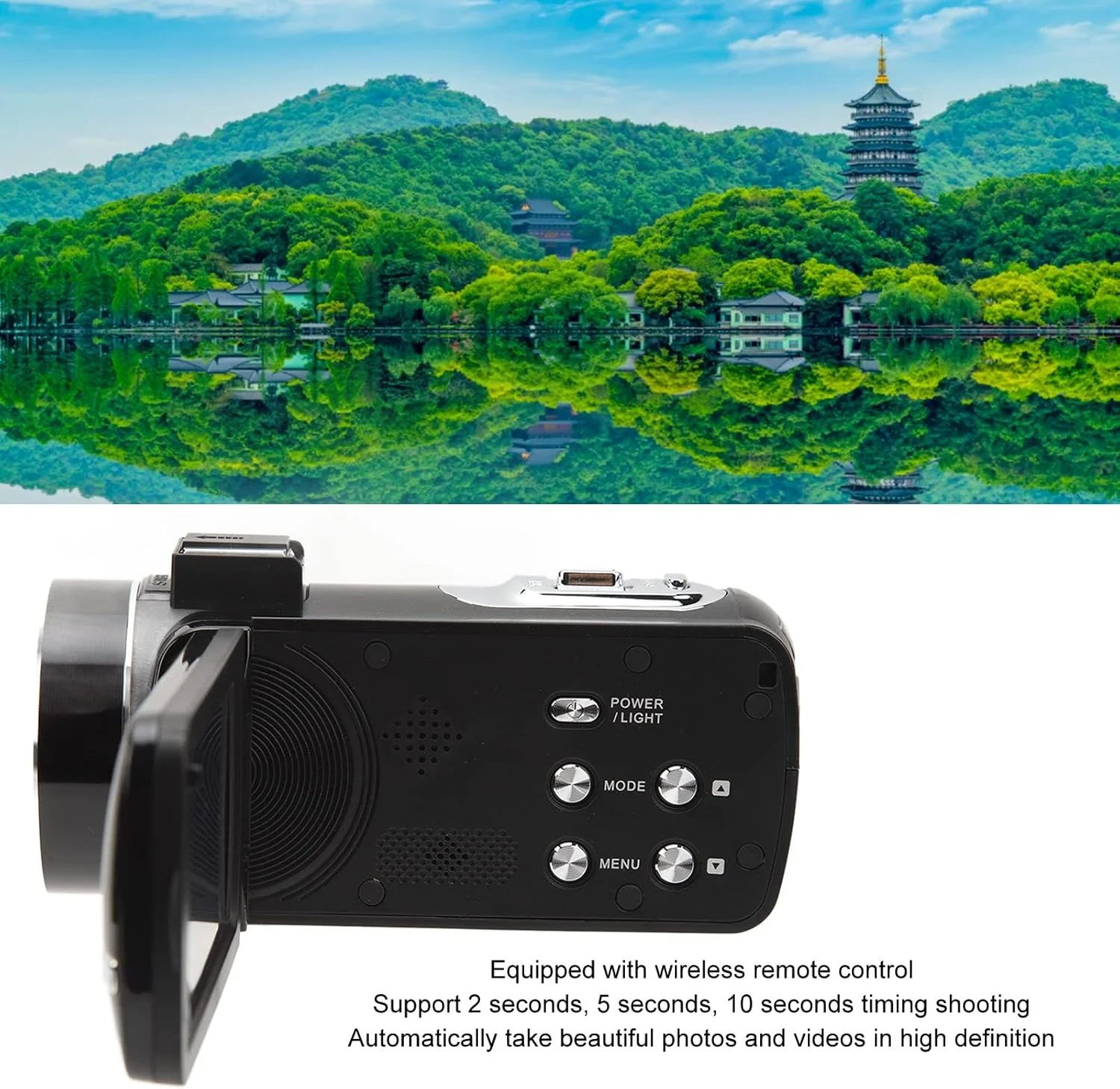 دوربین فیلمبرداری 4K با WiFi، زوم دیجیتال 48 مگاپیکسل، صفحه نمایش لمسی 3.0 اینچی و کنترل از راه دور