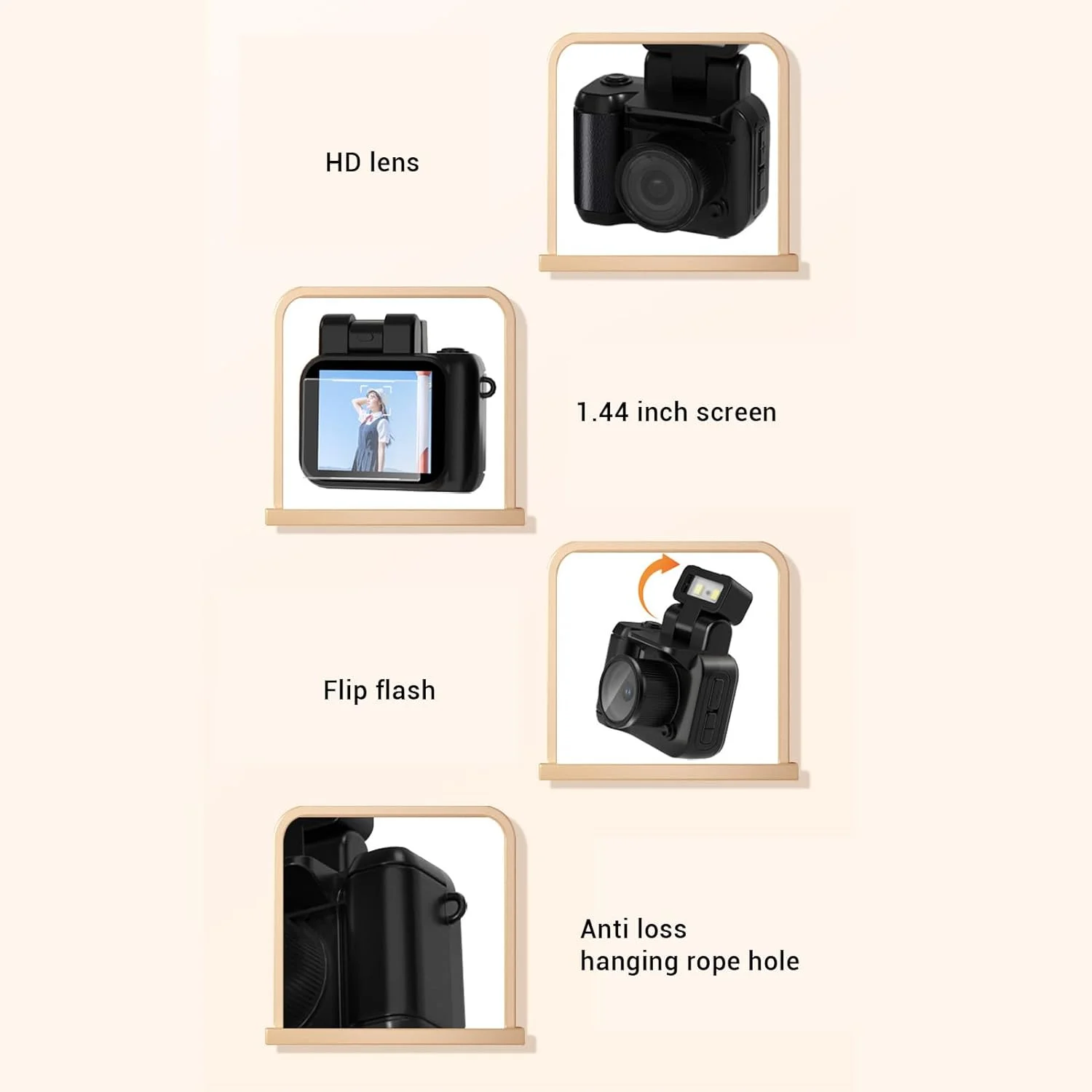 دوربین فیلمبرداری کوچک DV، دوربین فیلمبرداری 2 مگاپیکسلی HD 1080P با فلاش چرخشی، زاویه لنز 160 درجه، دوربین فیلمبرداری کوچک DVR 1.44 اینچی، ضبط کننده فیلم کلیدی برای دانش آموزان و کودکان