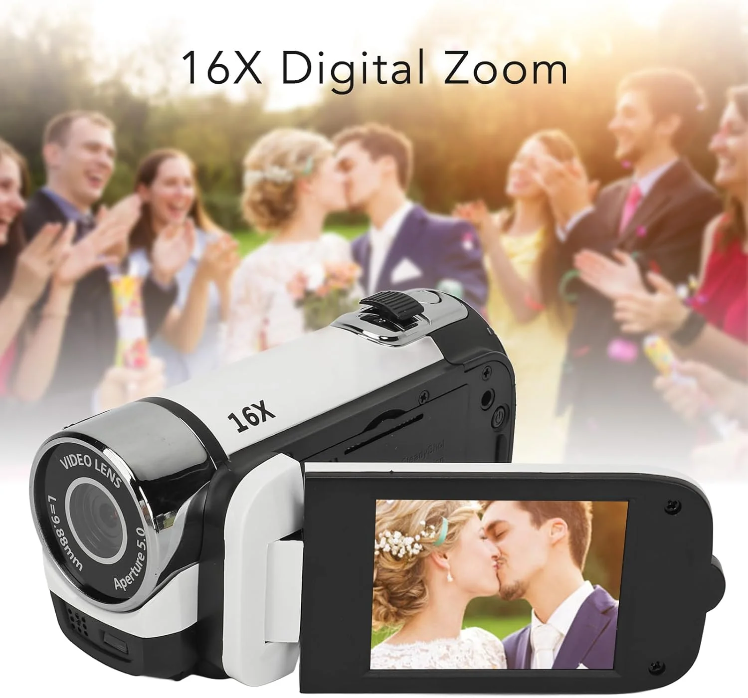 دوربین فیلمبرداری، ضبط کننده دوربین پرچمی، 1080P 16MP، صفحه نمایش چرخان 2.4 اینچی، ضبط کننده ویدیویی HD با زوم 16 برابر با نور پرکننده، ضبط حلقه ای (سفید) دوربین فیلمبرداری، ضبط کننده دوربین پرچمی، 1080P 16MP، صفحه نمایش چرخان 2.4 اینچی، ضبط کننده ویدیویی HD با زوم 16 برابر با نور پرکننده، ضبط حلقه ای (سفید)