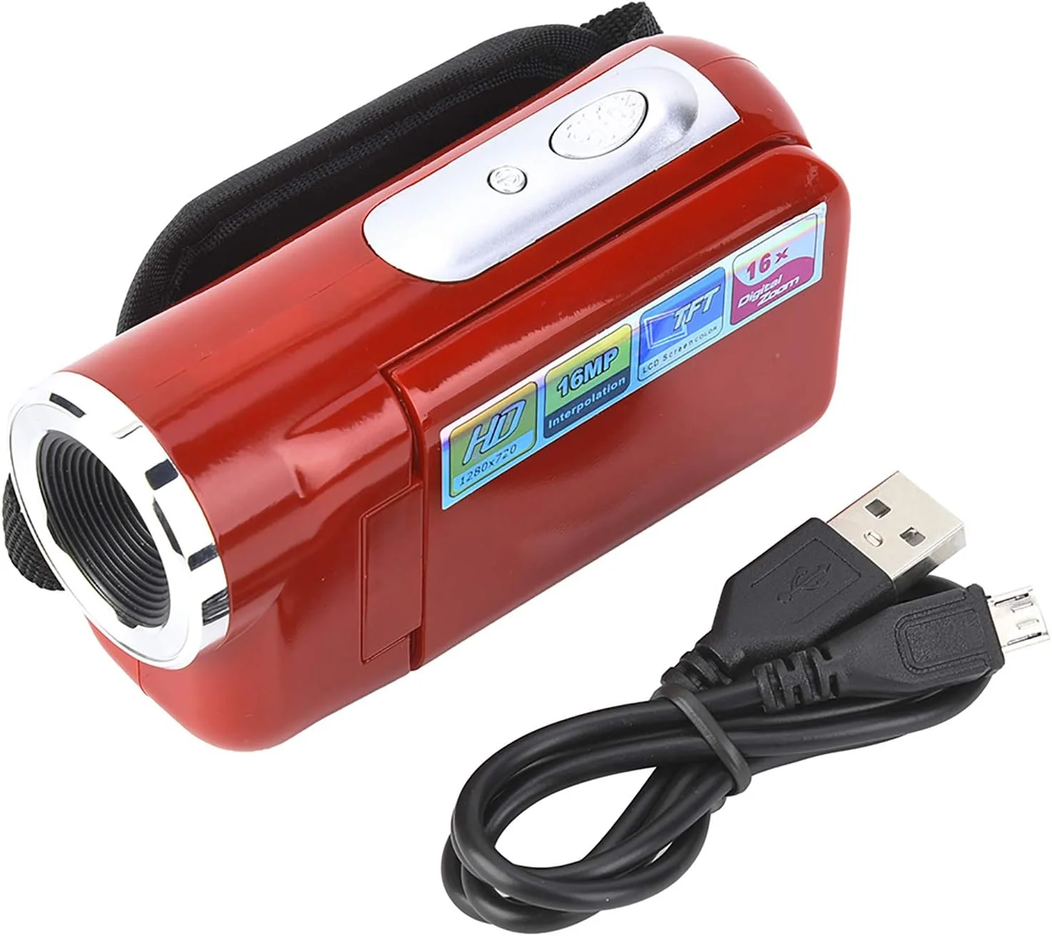 دوربین فیلمبرداری دیجیتال ciciglow، ضبط کننده دوربین فیلمبرداری صفحه نمایش TFT LCD، عکاسی 16X HD برای دوچرخه سواری و دویدن (قرمز، مشکی)