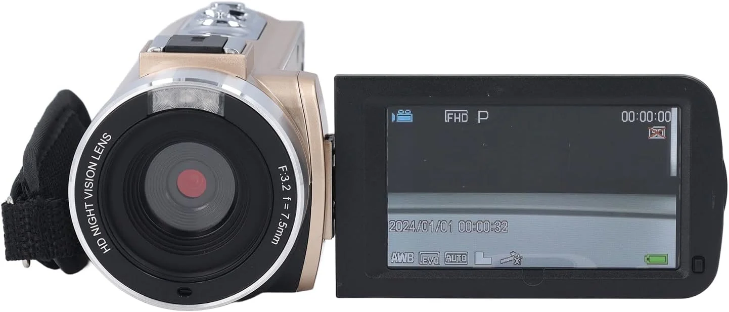 دوربین فیلمبرداری 1080P Cryfokt، دوربین دیجیتال 30 مگاپیکسلی با زوم دیجیتال 18X و LCD 3.0 اینچی، دید در شب مادون قرمز، تشخیص چهره ضد لرزش برای وبلاگ نویسی و پخش زنده