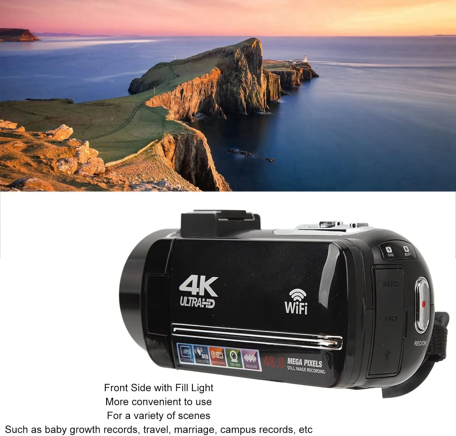 دوربین فیلمبرداری ciciglow، دوربین فیلمبرداری دیجیتال HD 4K 48 مگاپیکسل زوم دیجیتال 18X صفحه لمسی 3.0 اینچی دوربین ولاگینگ WiFi با کنترل از راه دور، باتری 1500mAh دوربین فیلمبرداری ciciglow، دوربین فیلمبرداری دیجیتال HD 4K 48 مگاپیکسل زوم دیجیتال 18X صفحه لمسی 3.0 اینچی دوربین ولاگینگ WiFi با کنترل از راه دور، باتری 1500mAh