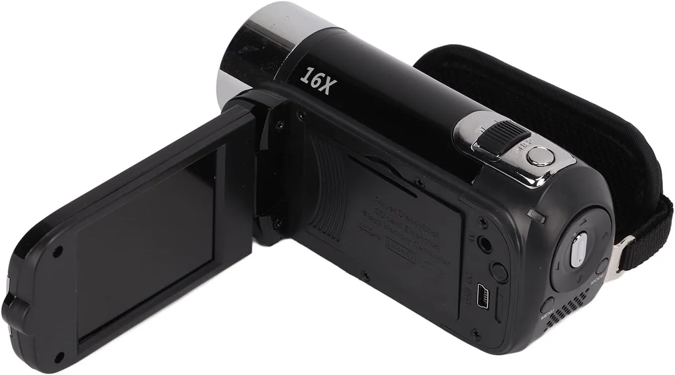 دوربین فیلمبرداری Cryfokt، دوربین فیلمبرداری دیجیتال با صفحه نمایش رنگی 2.7 اینچی، زوم 16 برابر، چرخش 270 درجه، Full HD 1080P، مناسب برای هدیه به کودکان و خانواده (مشکی) دوربین فیلمبرداری Cryfokt، دوربین فیلمبرداری دیجیتال با صفحه نمایش رنگی 2.7 اینچی، زوم 16 برابر، چرخش 270 درجه، Full HD 1080P، مناسب برای هدیه به کودکان و خانواده (مشکی)