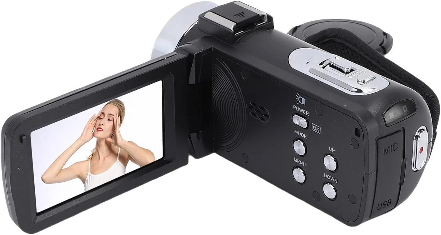 دوربین فیلمبرداری Depisuta، دوربین ولاگ 4K 80MP با صفحه نمایش 270 درجه چرخان، زوم دیجیتال 18X، صفحه نمایش 3 اینچی HD با نور LED، انتقال WiFi، کارت SD 32 گیگابایتی